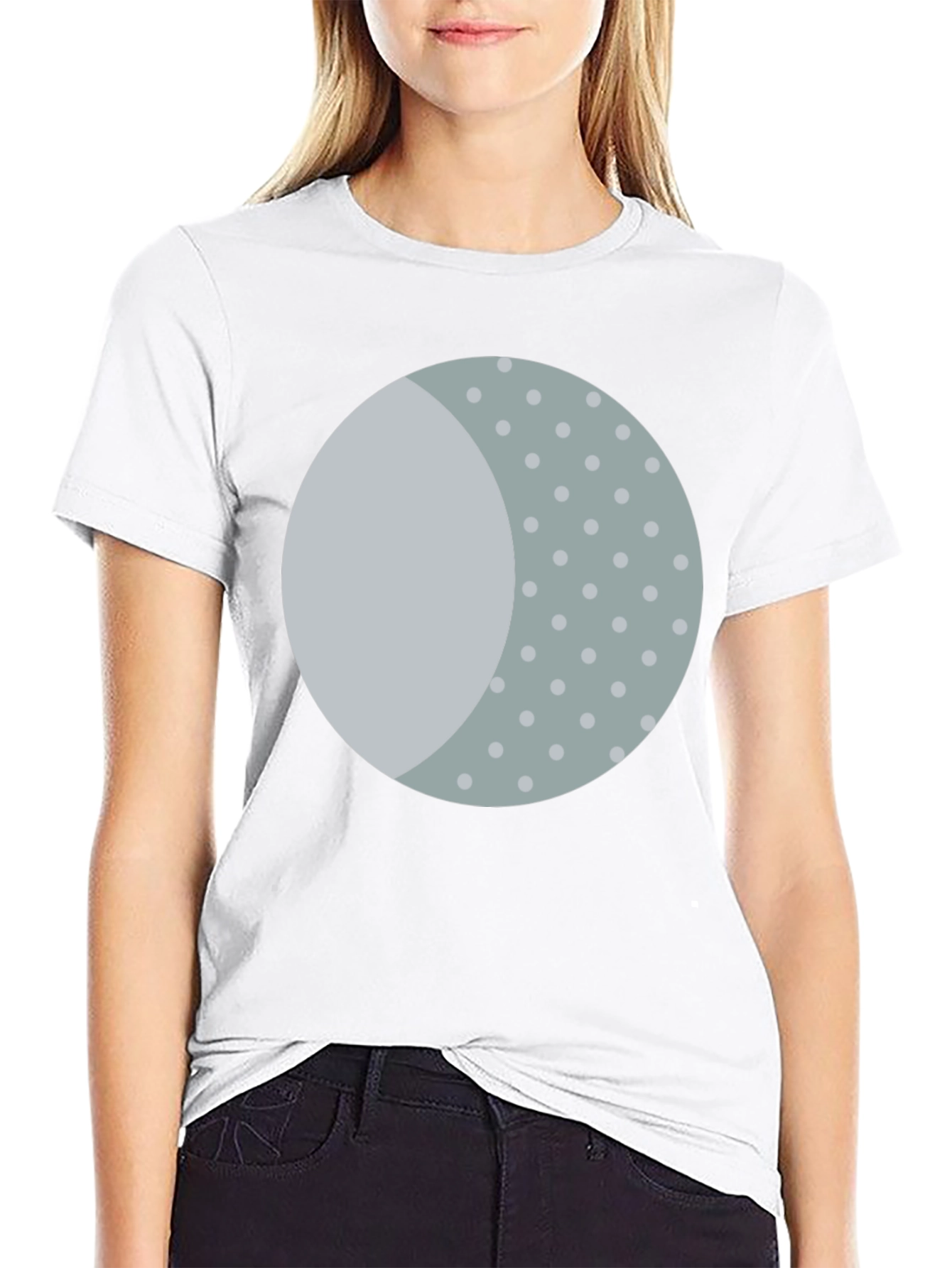 Unique Moon Phase Print Black T-Shirt