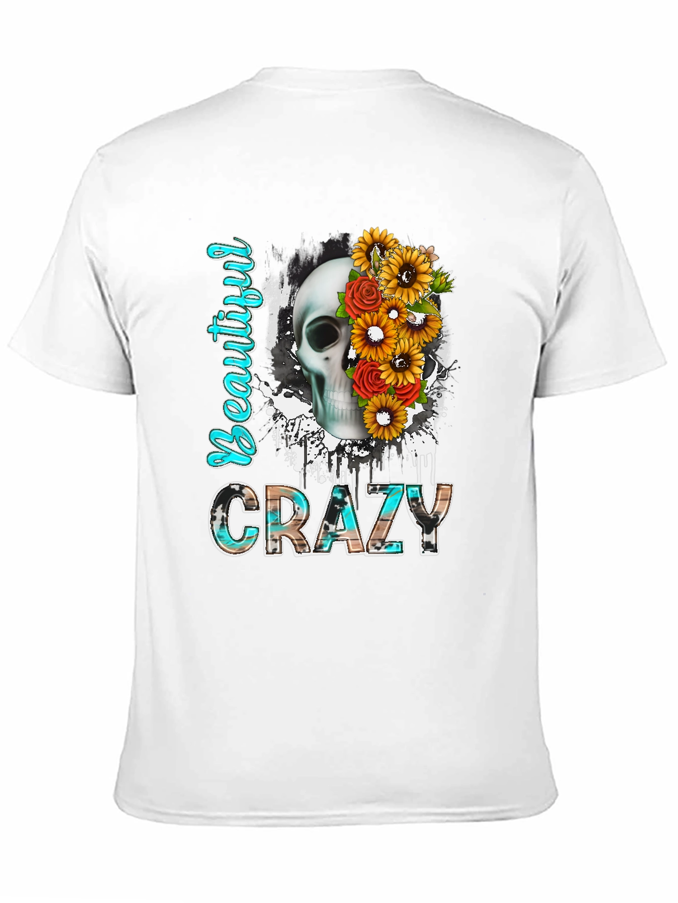 Beautiful Crazy Skull Floral T-Shirt