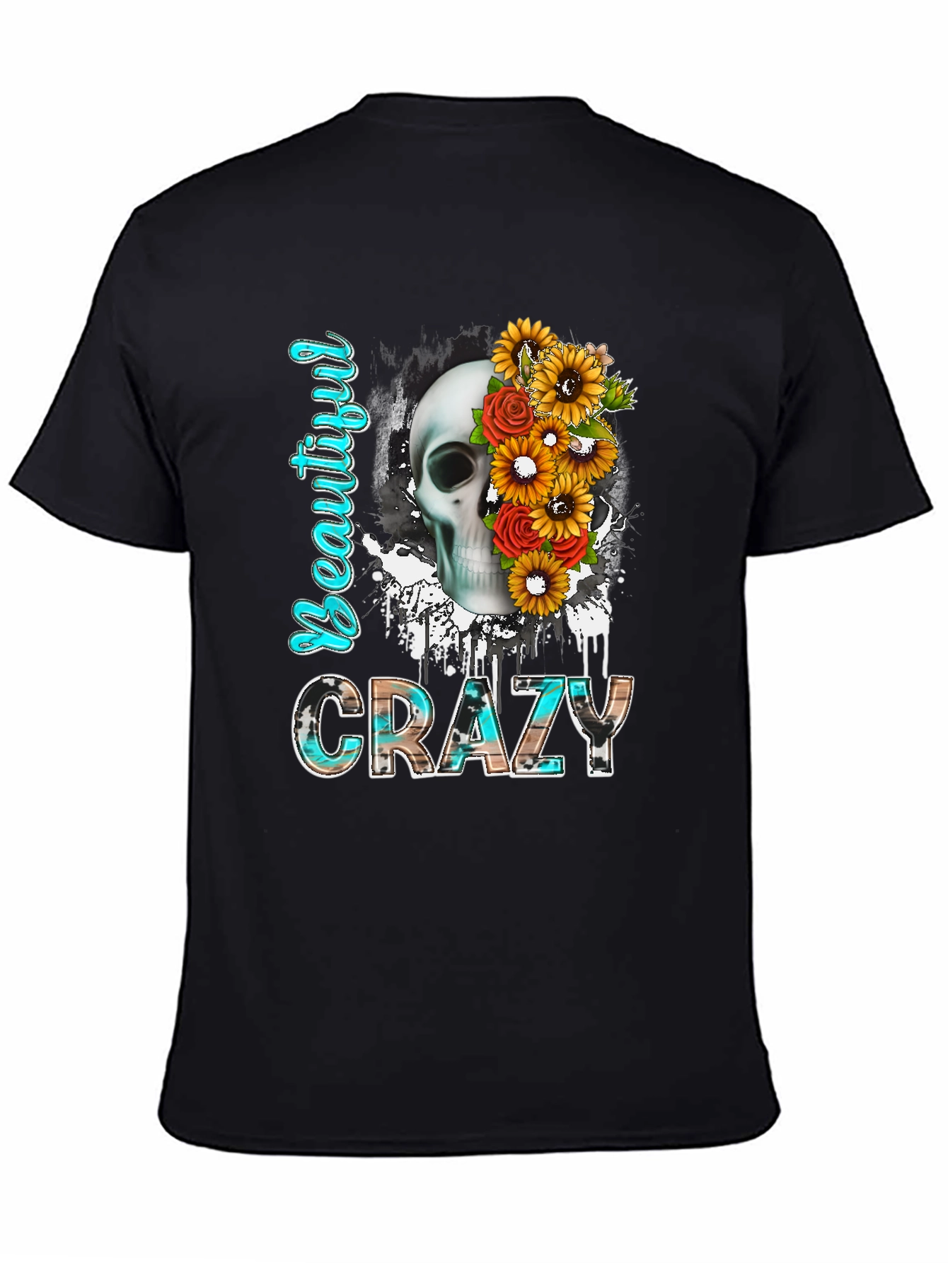 Beautiful Crazy Skull Floral T-Shirt