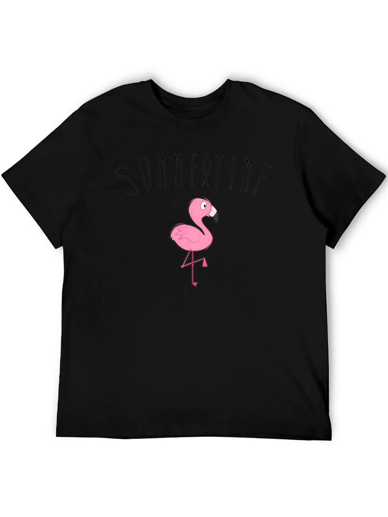 Summertime Flamingo Graphic Tee - Black