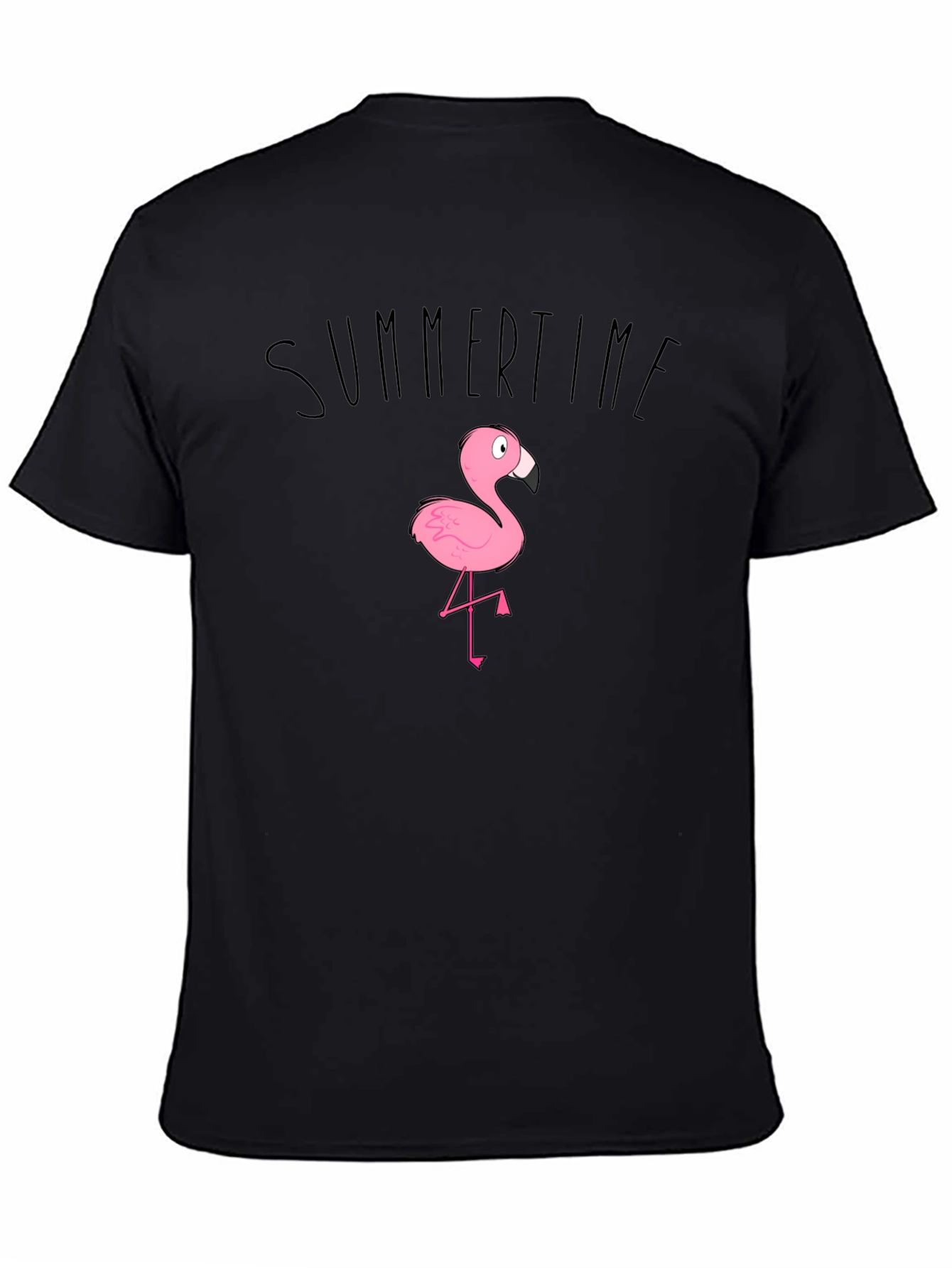 Summertime Flamingo Graphic Tee - Black