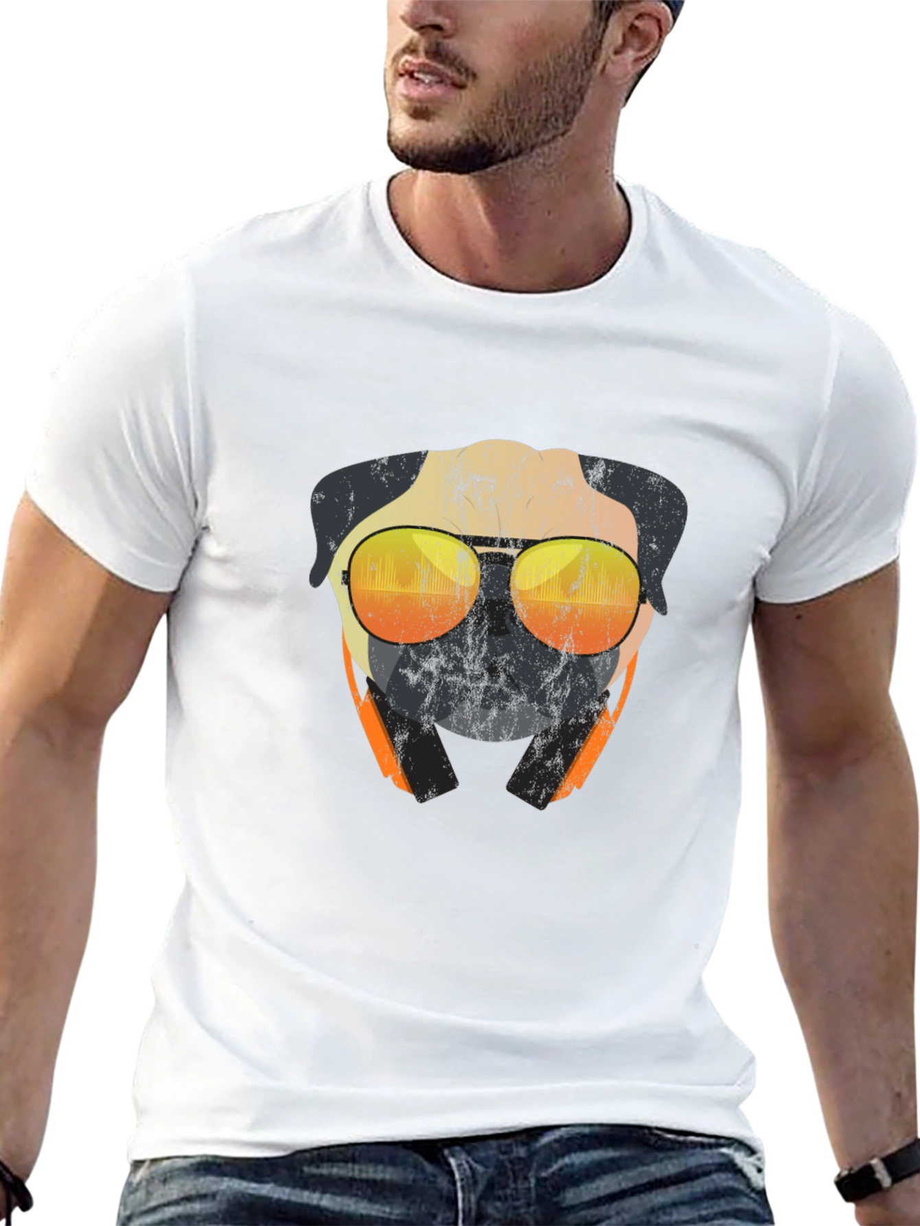 Cool Pug T-Shirt - Sunglasses & Headphones