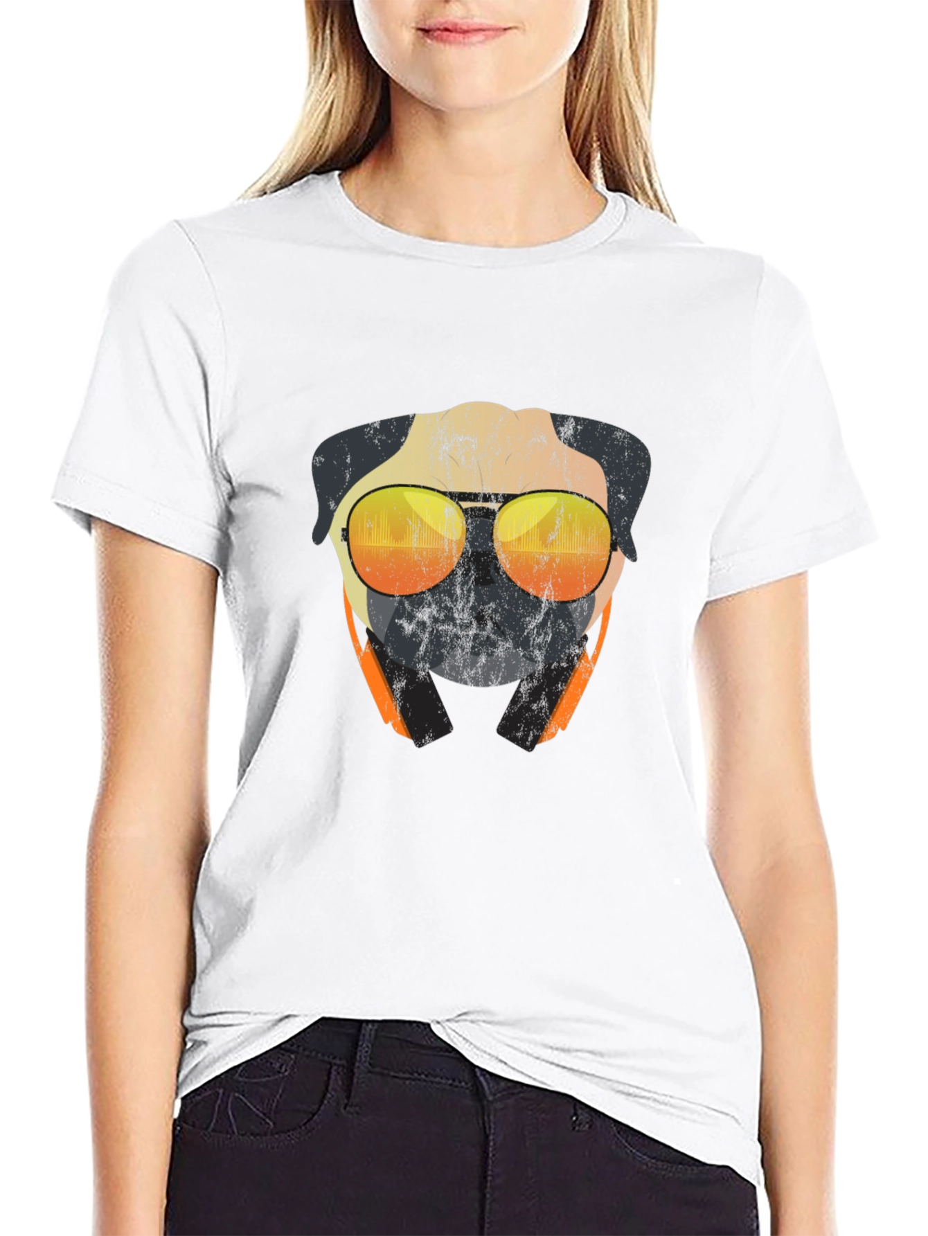 Cool Pug T-Shirt - Sunglasses & Headphones