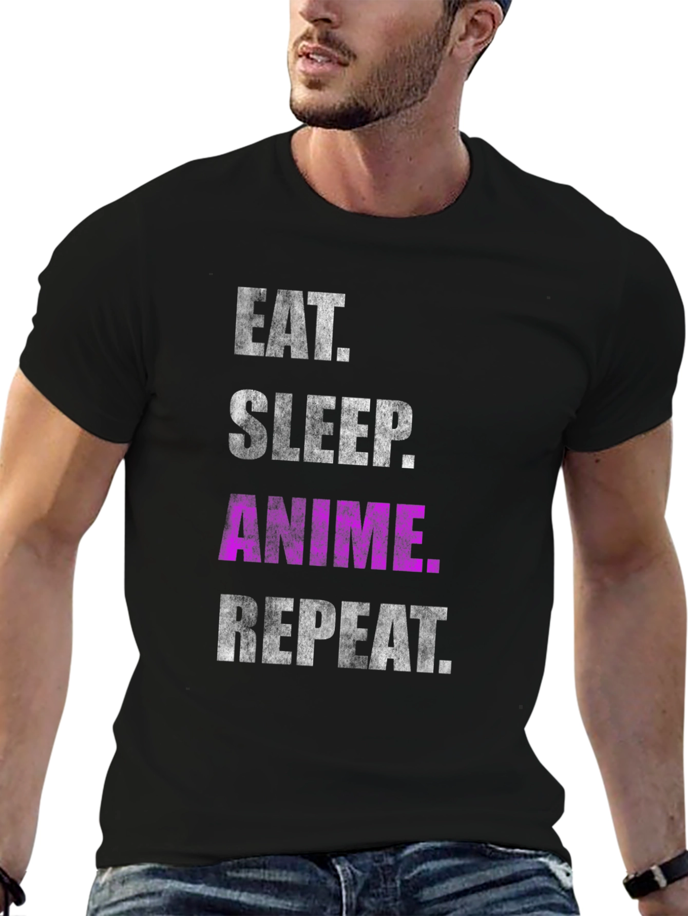 Eat Sleep Anime Repeat Black T-Shirt