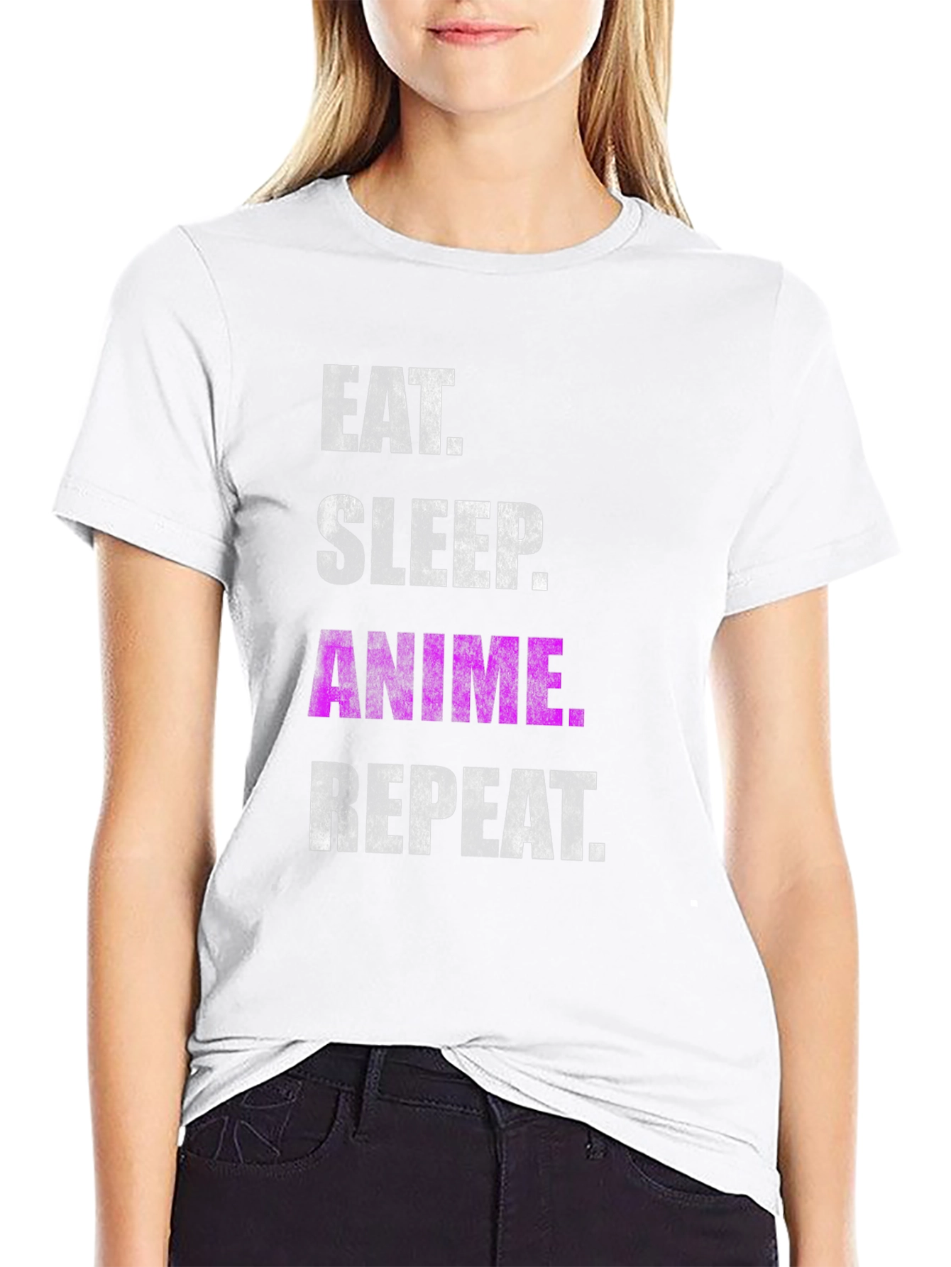 Eat Sleep Anime Repeat Black T-Shirt