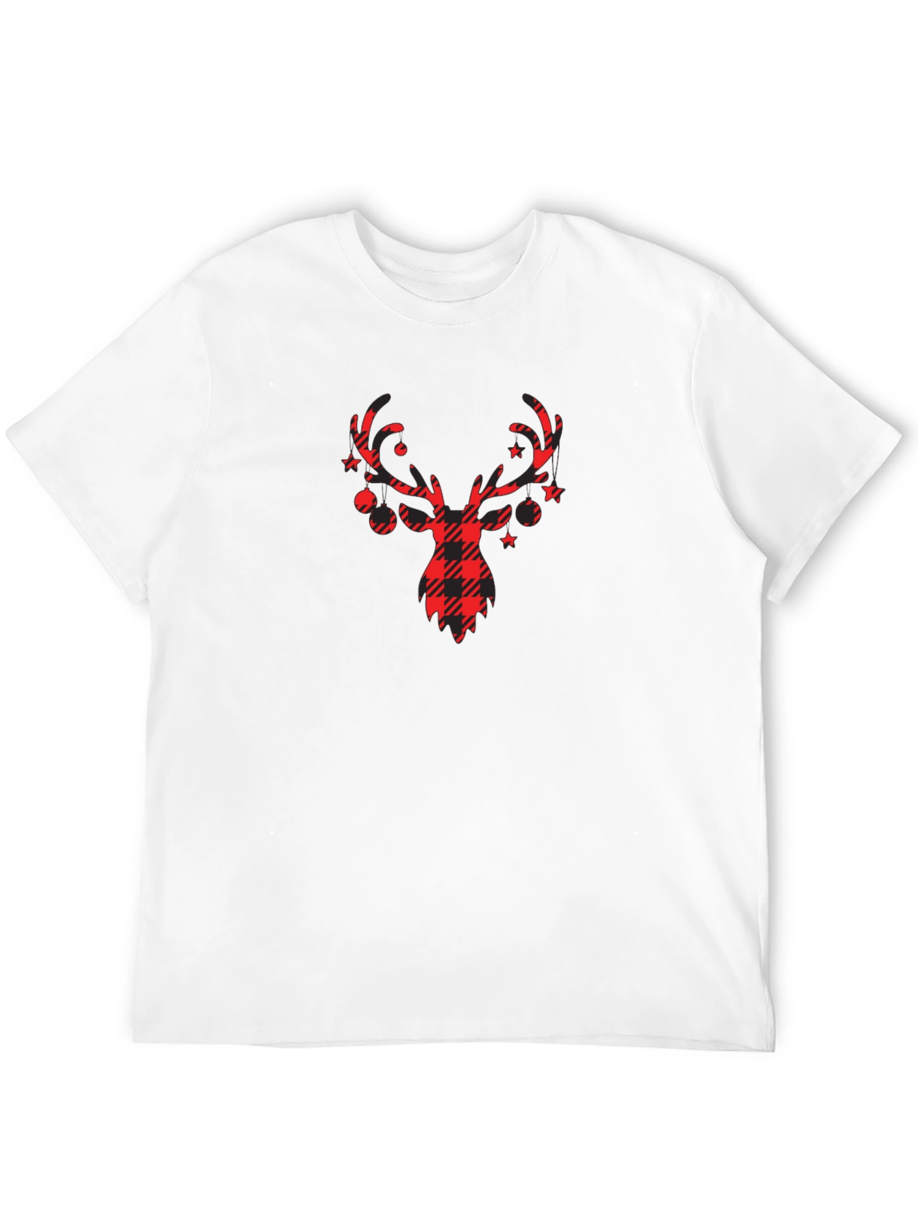 Plaid Reindeer Graphic T-Shirt - Holiday Style