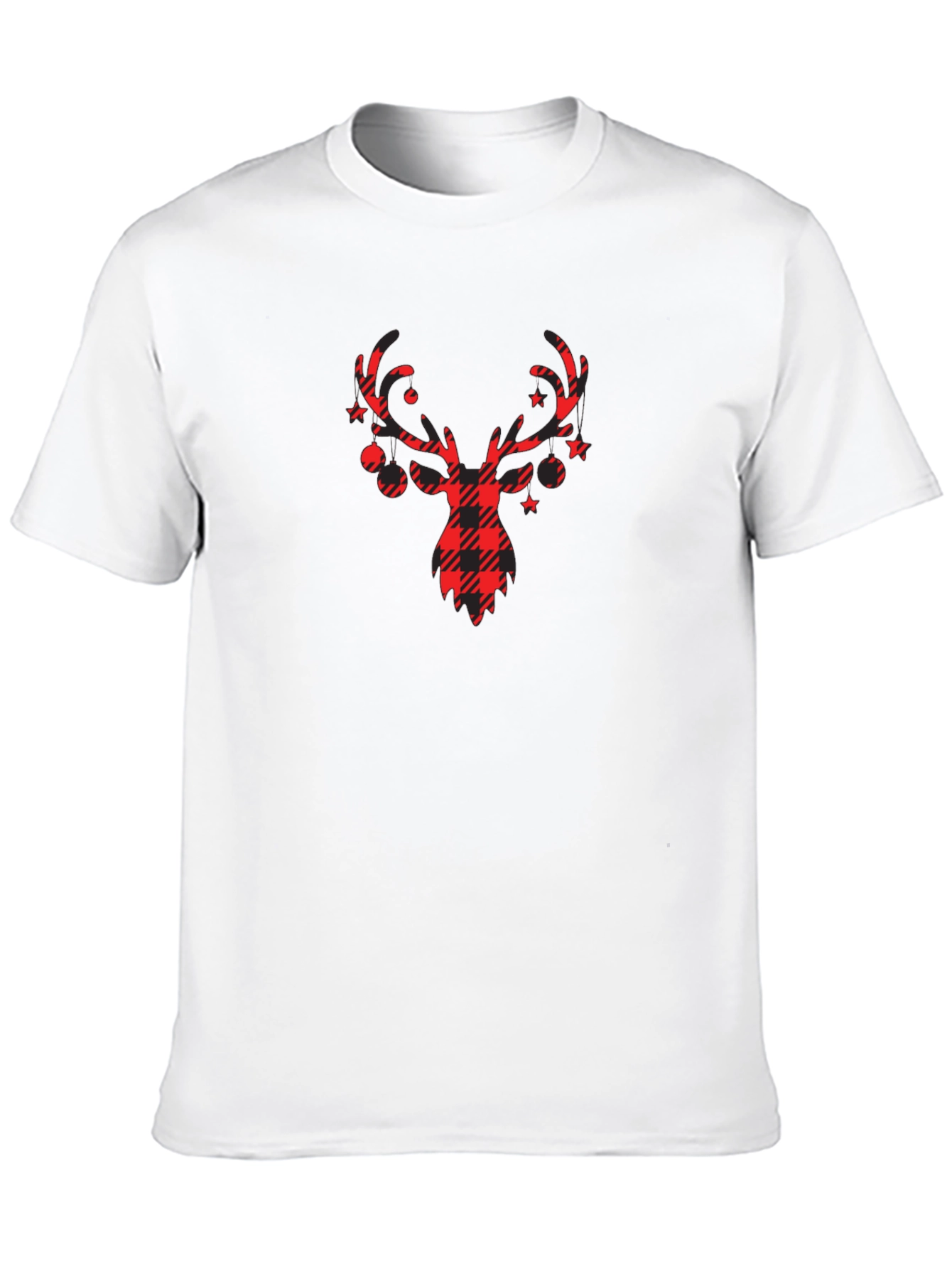 Plaid Reindeer Graphic T-Shirt - Holiday Style