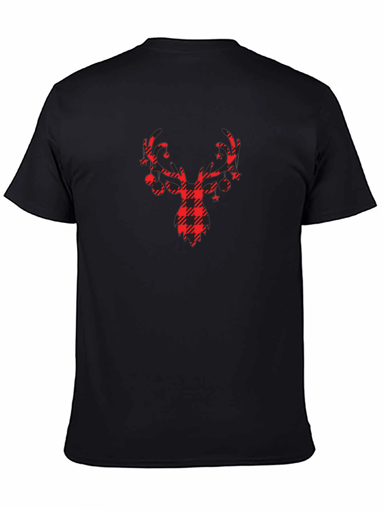 Plaid Reindeer Graphic T-Shirt - Holiday Style