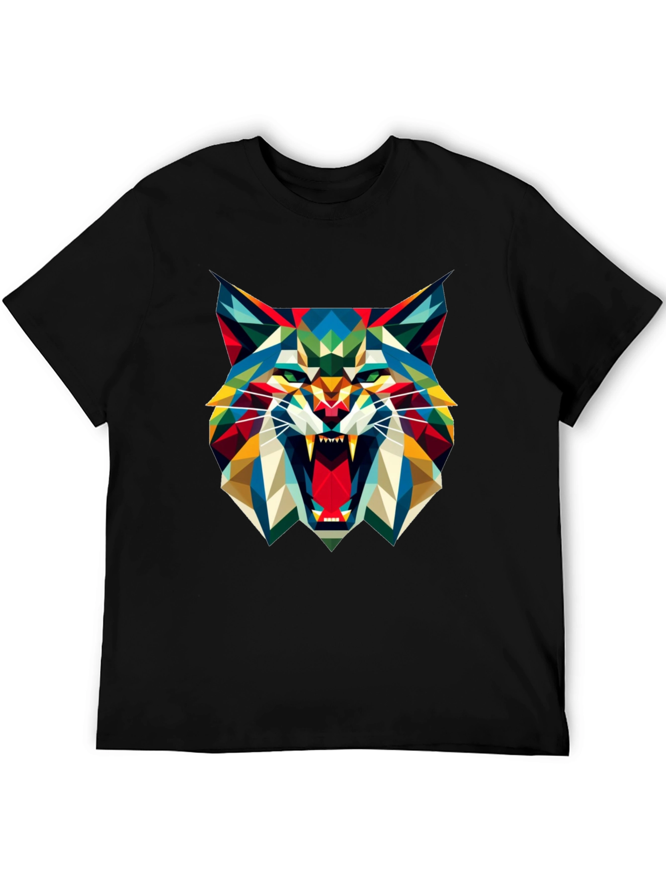 Geometric Wolf Graphic Tee - Mens Black T-Shirt