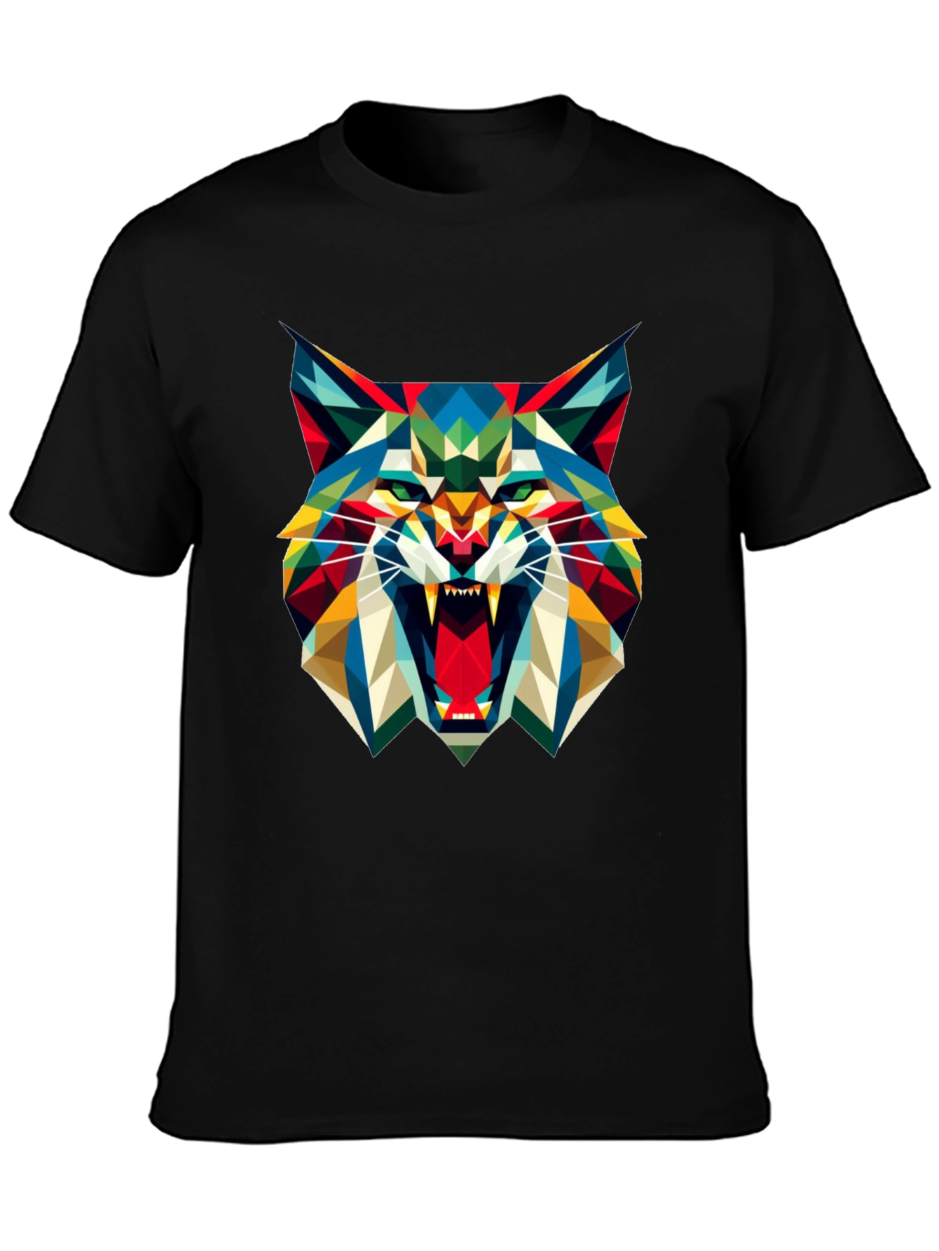 Geometric Wolf Graphic Tee - Mens Black T-Shirt