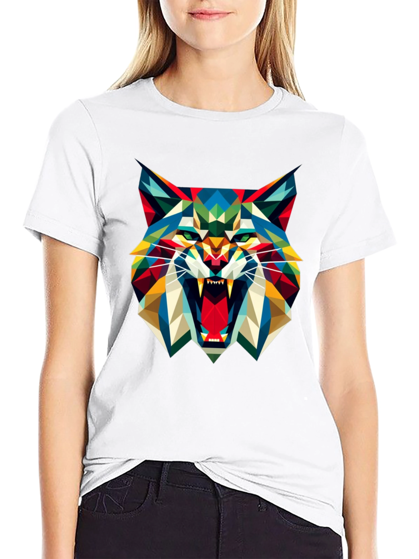 Geometric Wolf Graphic Tee - Mens Black T-Shirt
