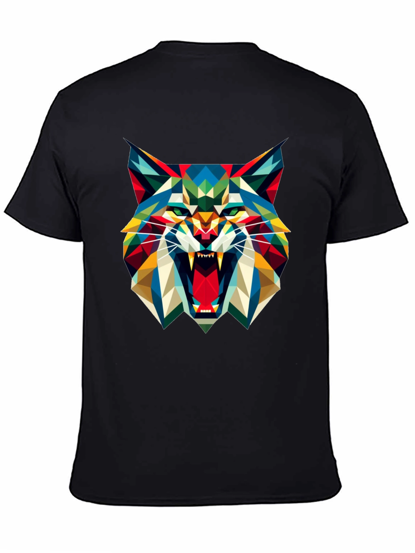 Geometric Wolf Graphic Tee - Mens Black T-Shirt