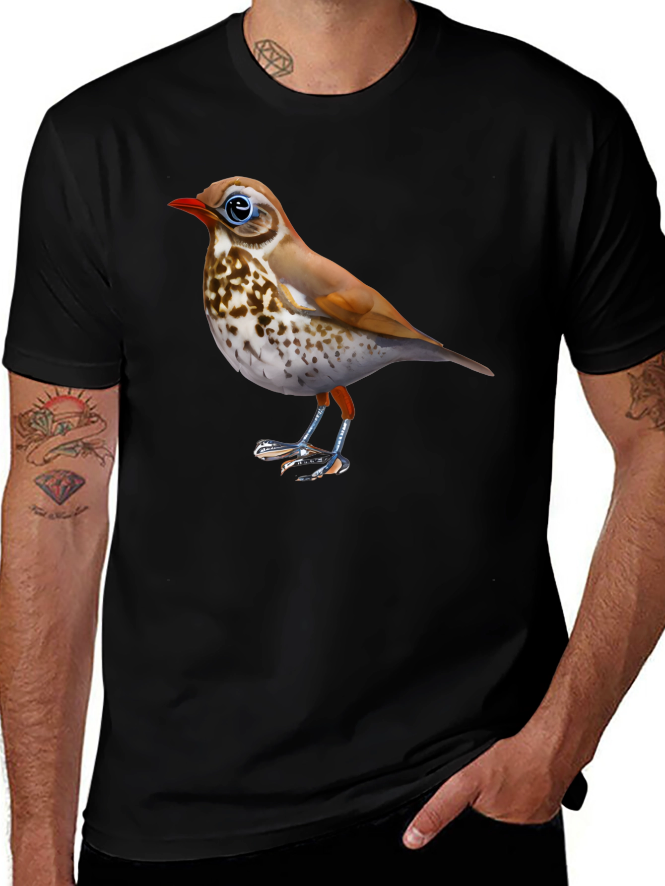 Bird Graphic Black T-Shirt
