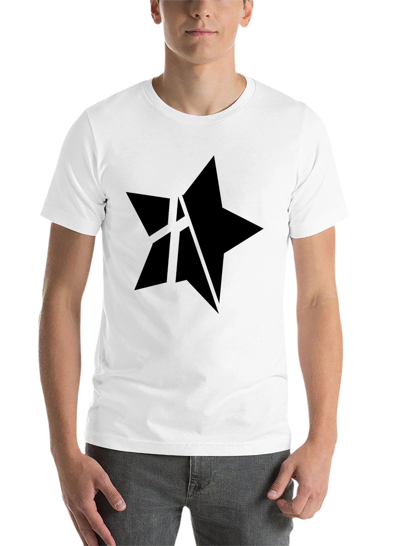 Mens Black Star Graphic Tee - Casual Style