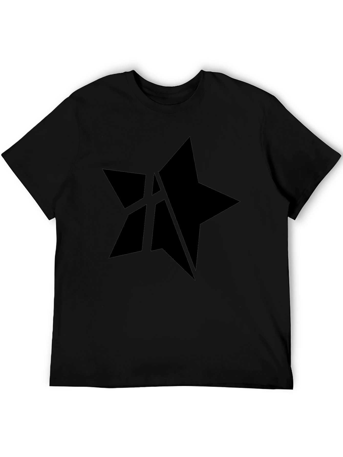 Mens Black Star Graphic Tee - Casual Style