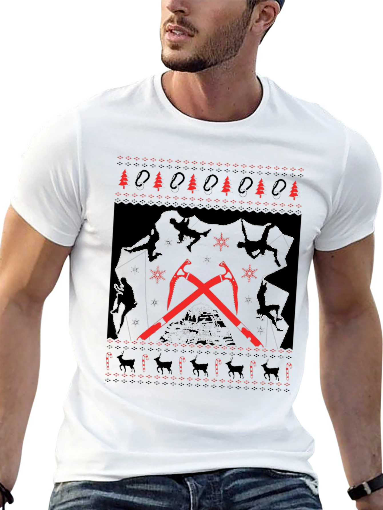 Climbing Christmas Ugly T-Shirt