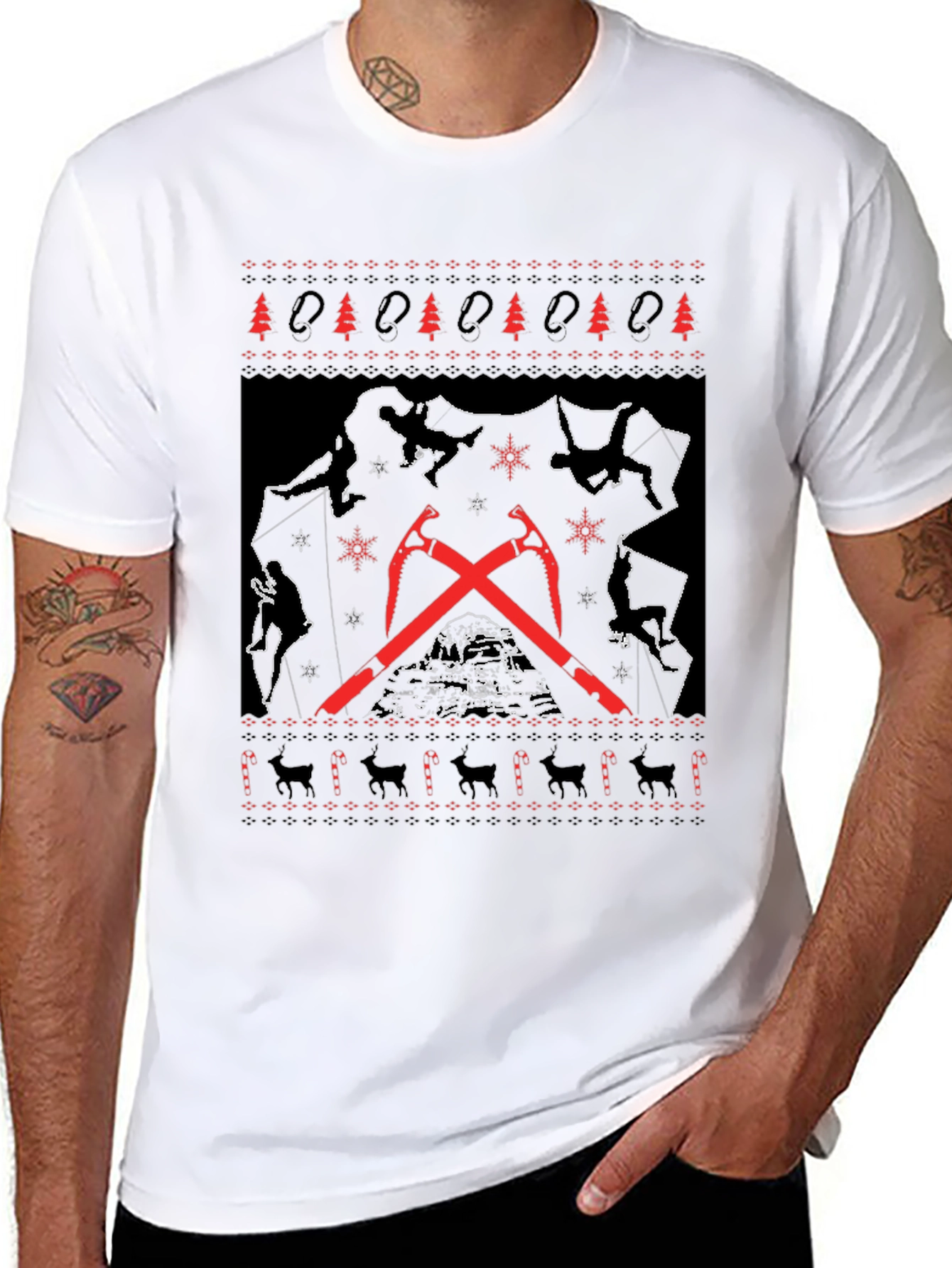 Climbing Christmas Ugly T-Shirt