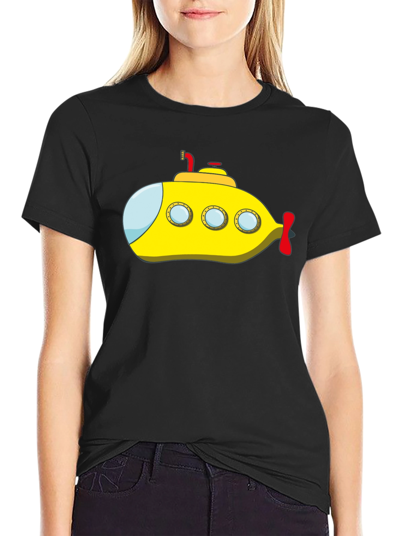 Yellow Submarine Graphic Tee - Black Cotton T-Shirt