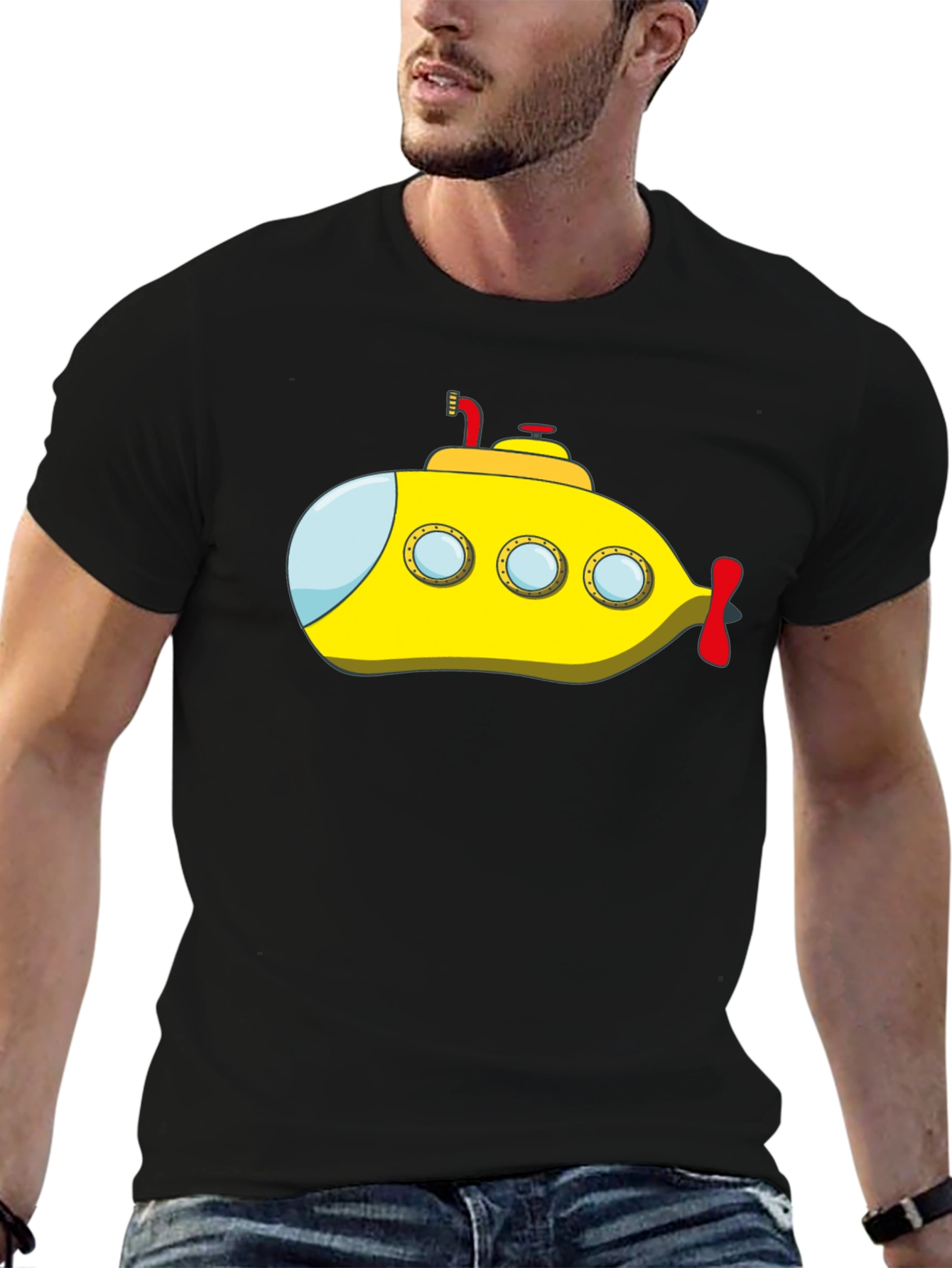Yellow Submarine Graphic Tee - Black Cotton T-Shirt