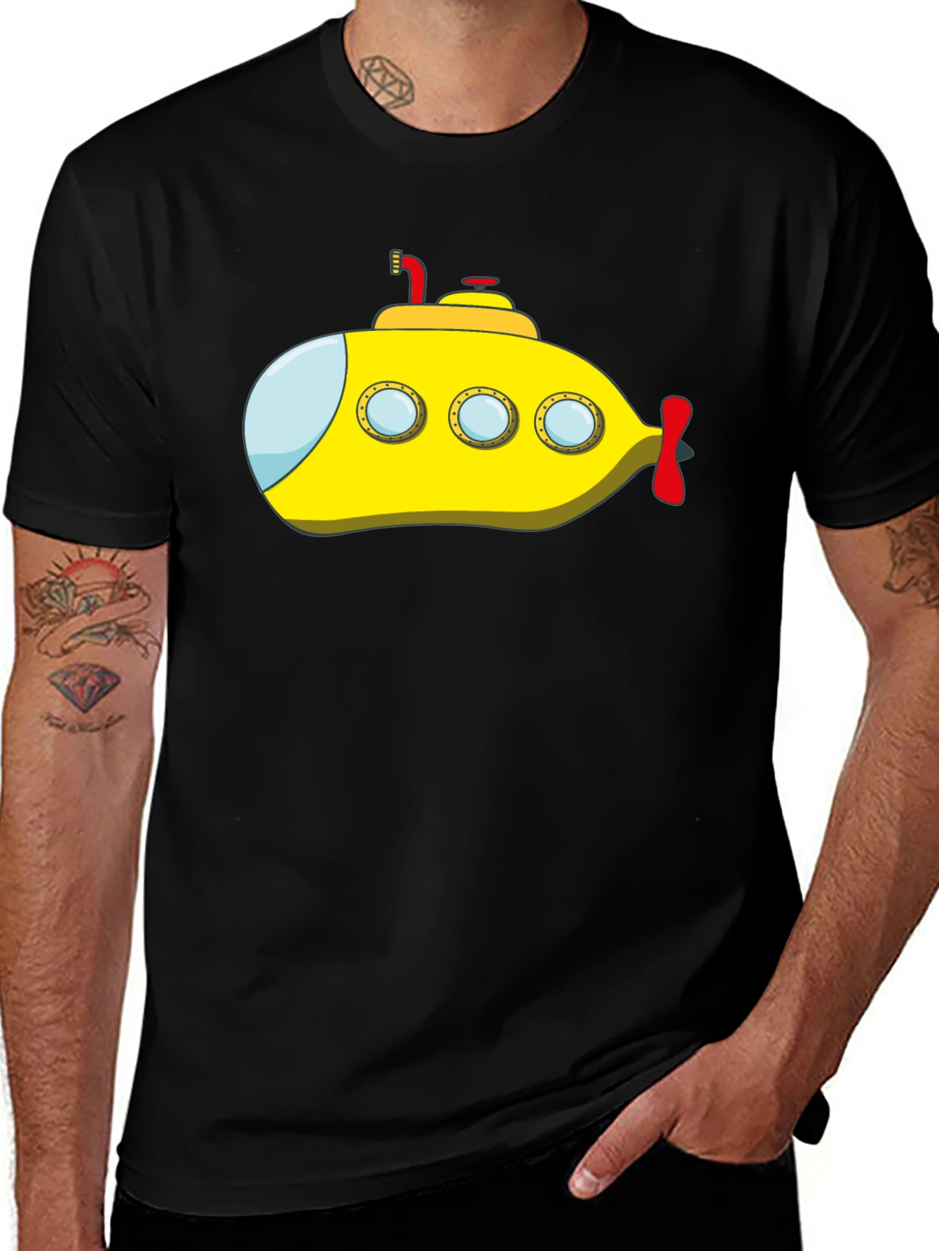 Yellow Submarine Graphic Tee - Black Cotton T-Shirt