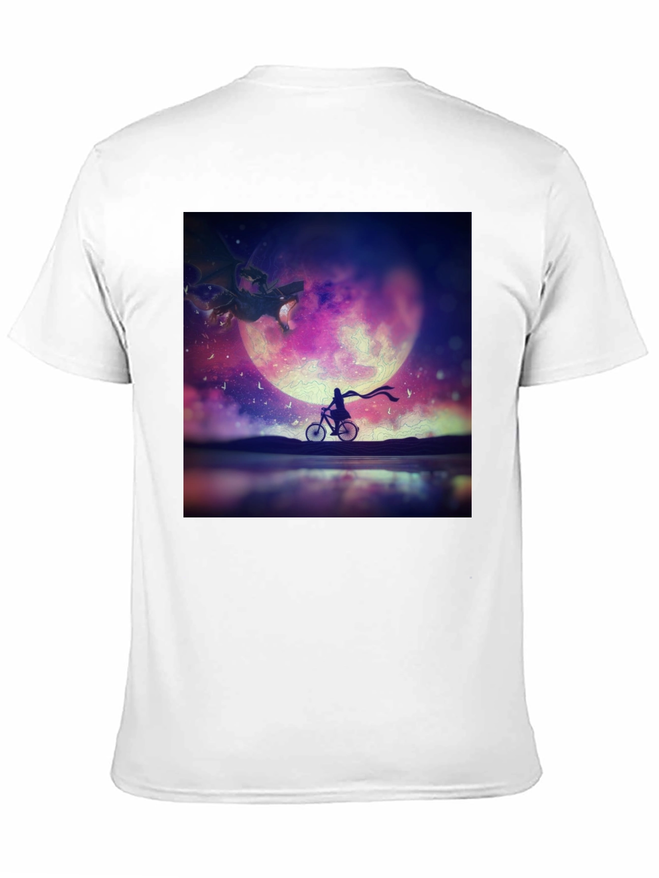 Fantasy Dragon Moon Rider Black T-Shirt
