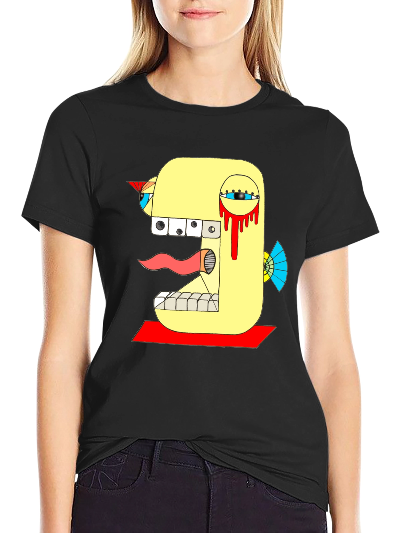 Abstract Graphic Tee - Bold Design Black T-Shirt