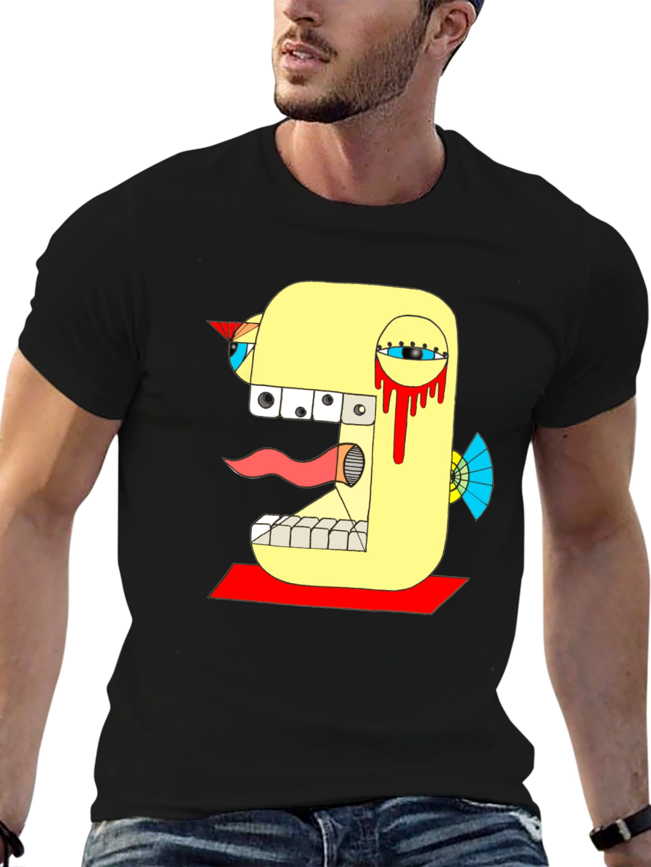 Abstract Graphic Tee - Bold Design Black T-Shirt