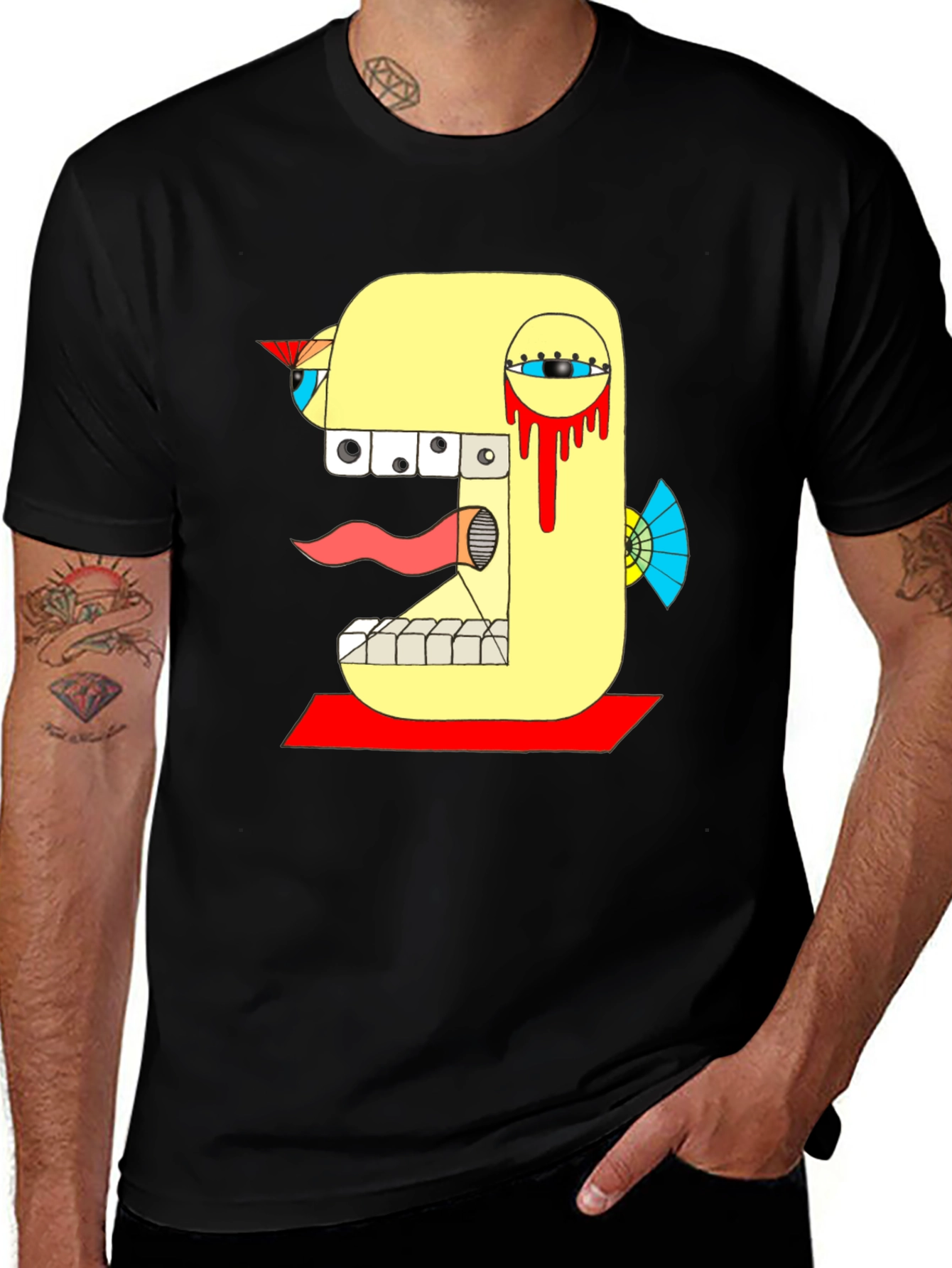 Abstract Graphic Tee - Bold Design Black T-Shirt