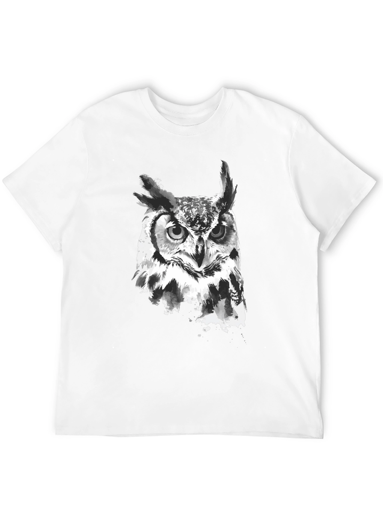 Mens Black Owl Graphic Print T-Shirt