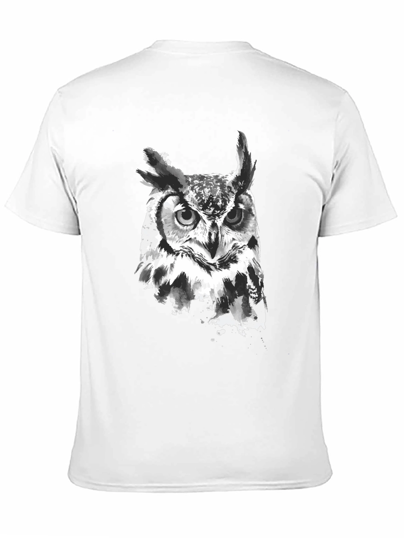Mens Black Owl Graphic Print T-Shirt