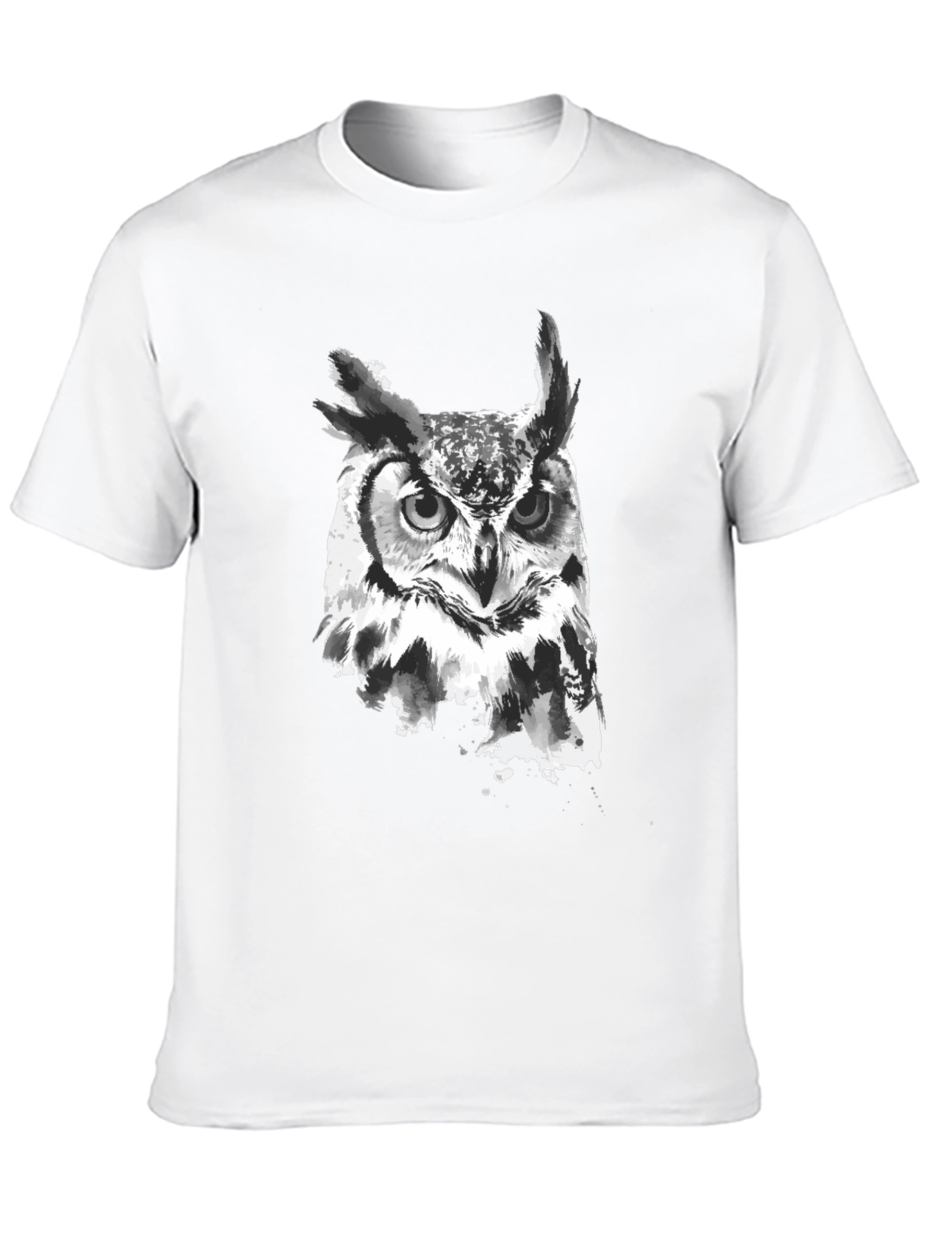 Mens Black Owl Graphic Print T-Shirt