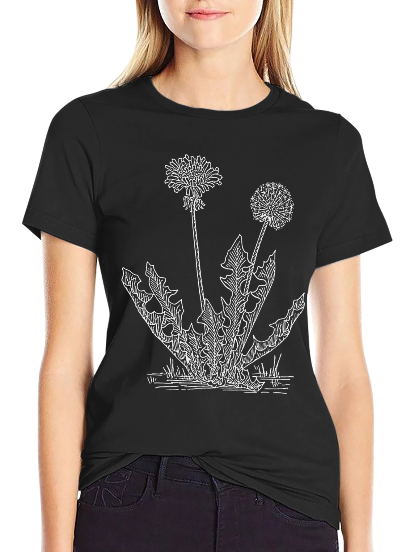 Dandelion Sketch Tee - Botanical Graphic Print Shirt