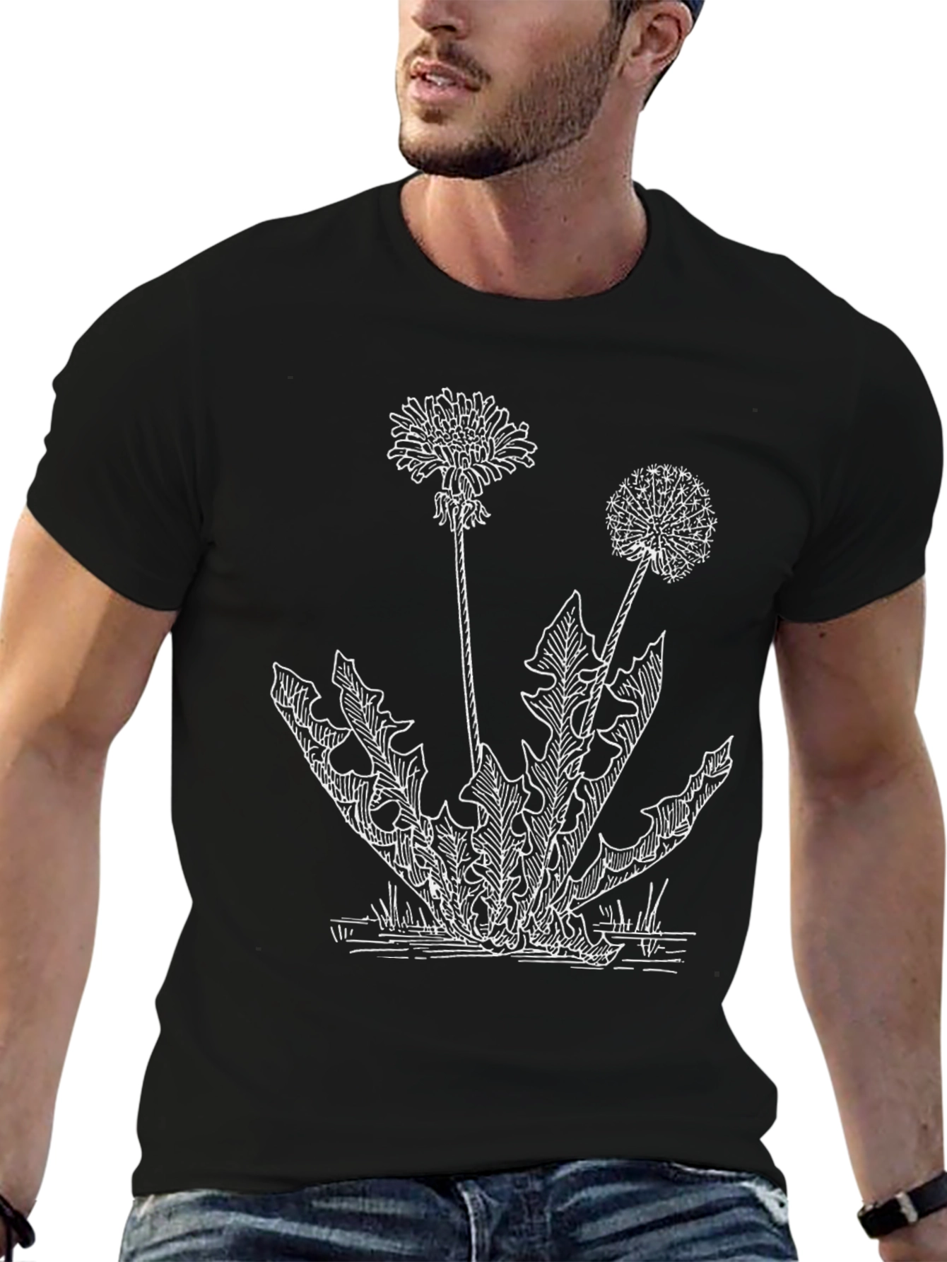 Dandelion Sketch Tee - Botanical Graphic Print Shirt