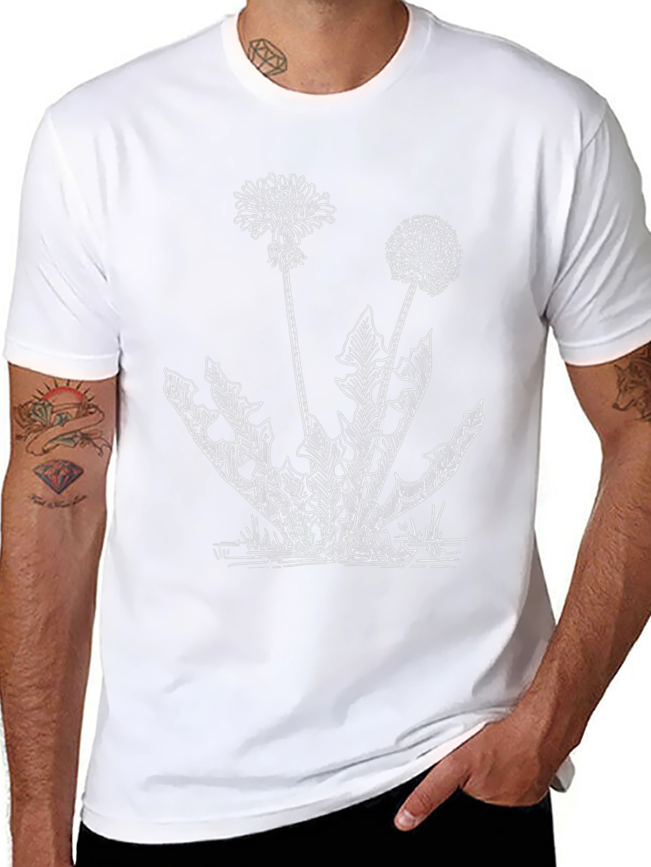 Dandelion Sketch Tee - Botanical Graphic Print Shirt