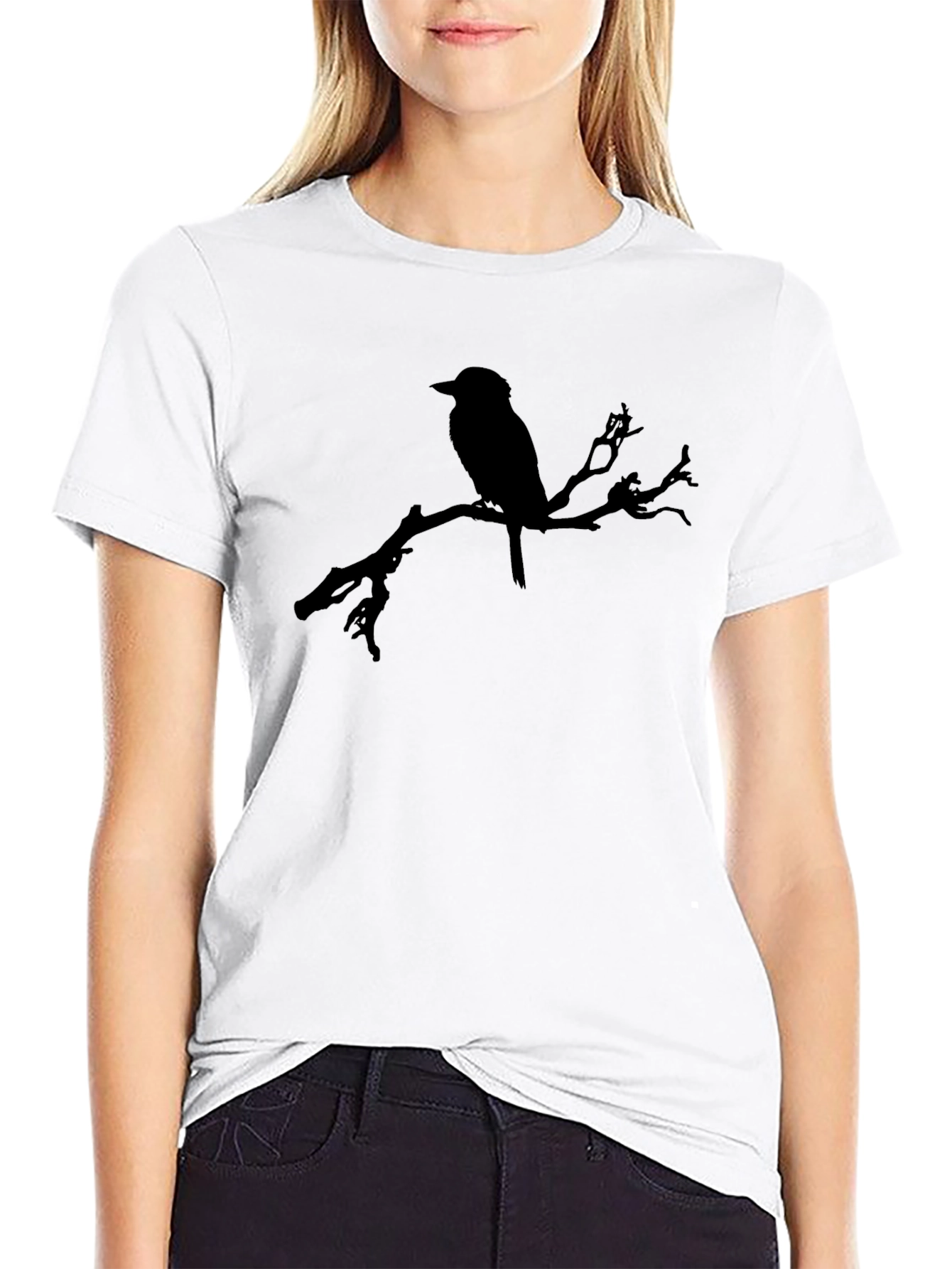 Bird on Branch Black Graphic Tee