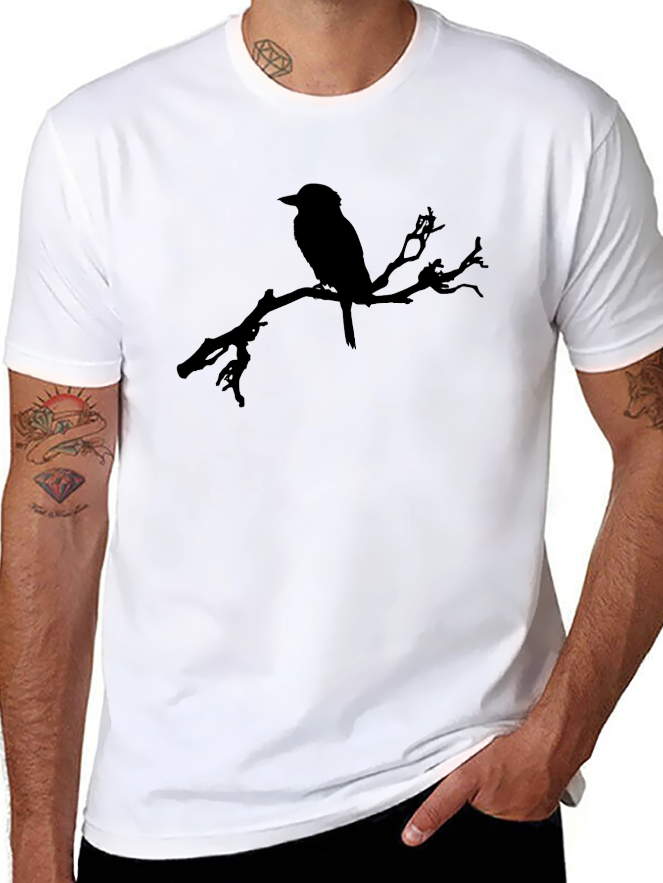 Bird on Branch Black Graphic Tee