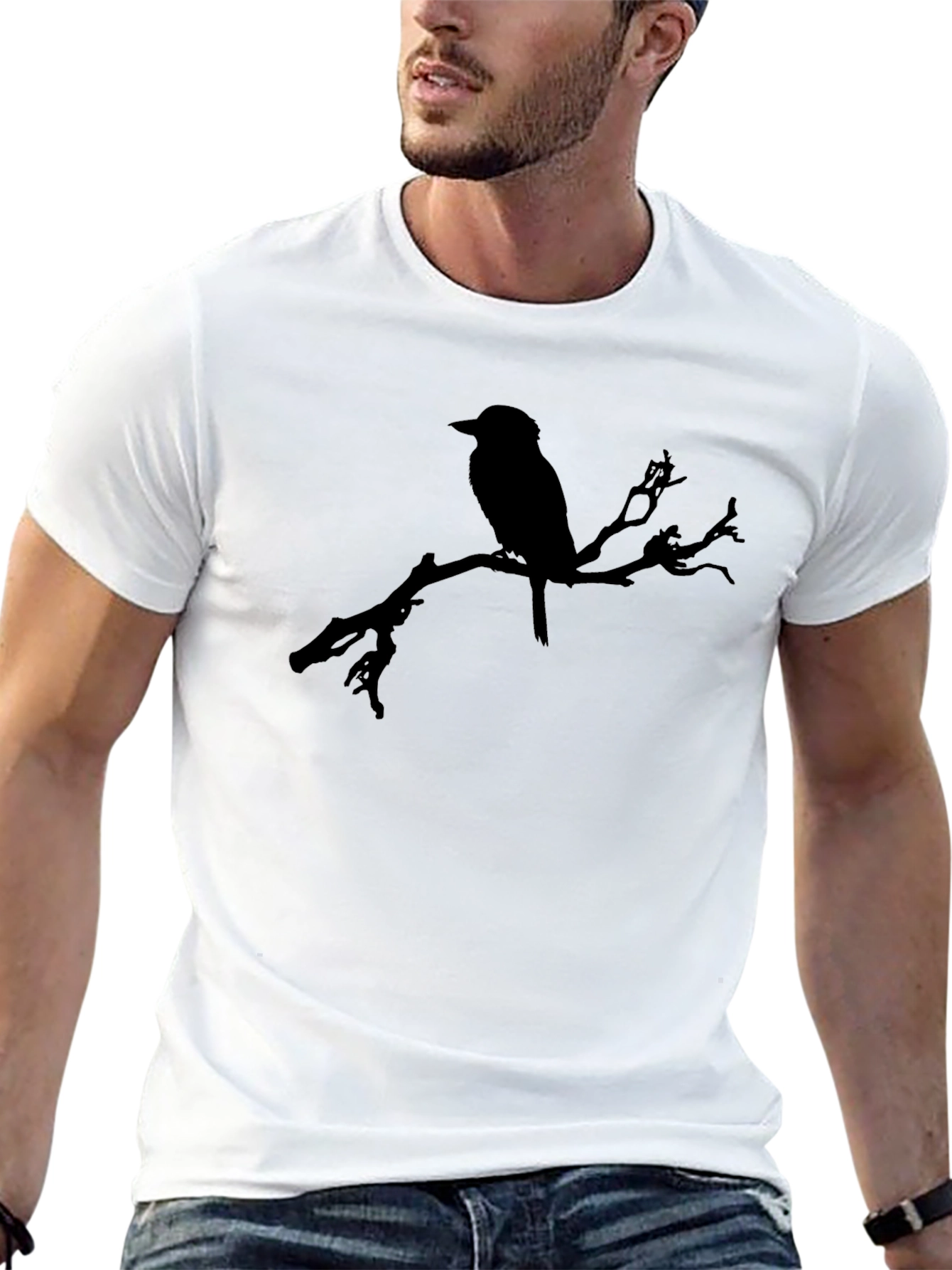 Bird on Branch Black Graphic Tee