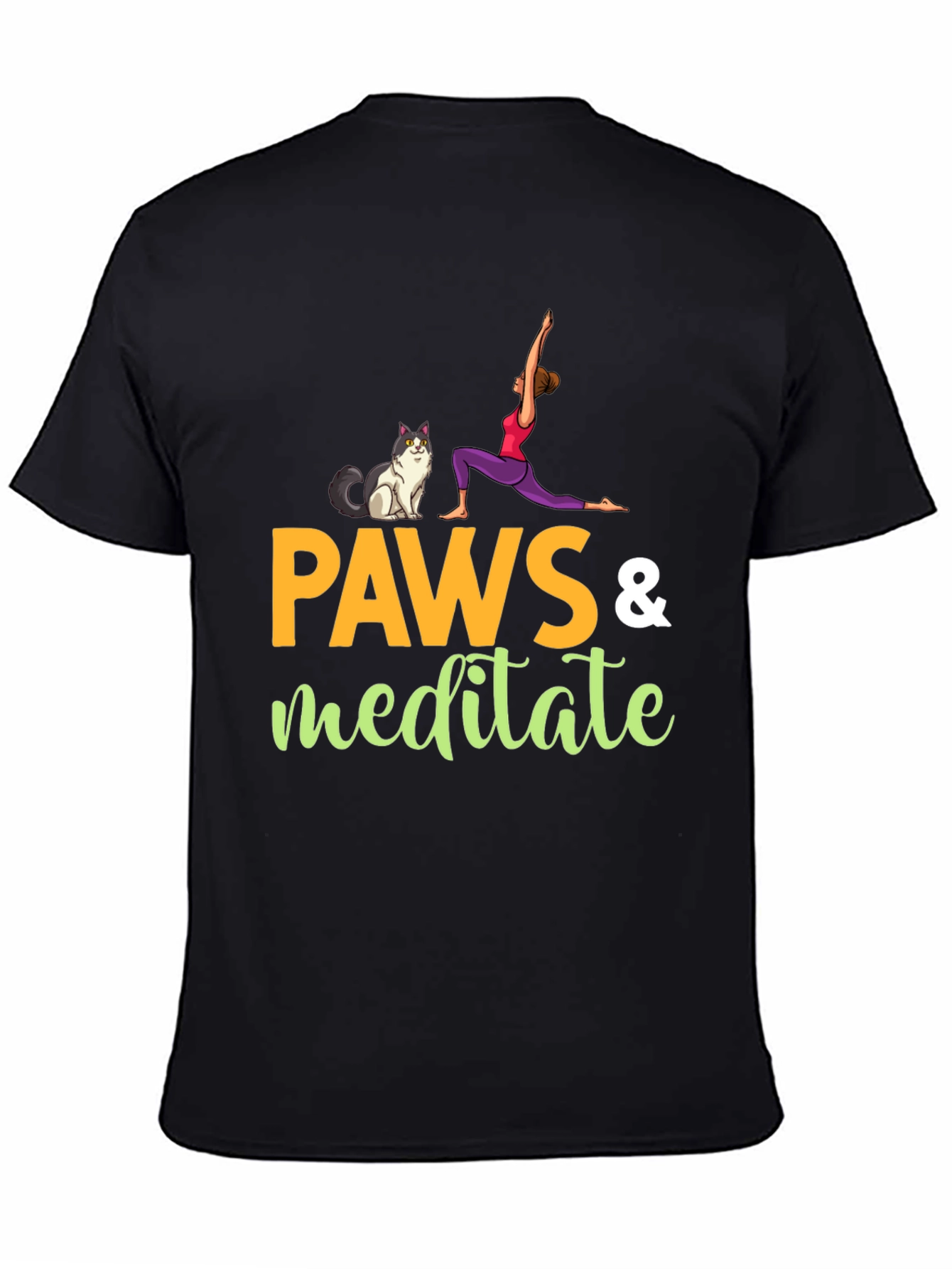 Paws & Meditate Black Graphic T-Shirt
