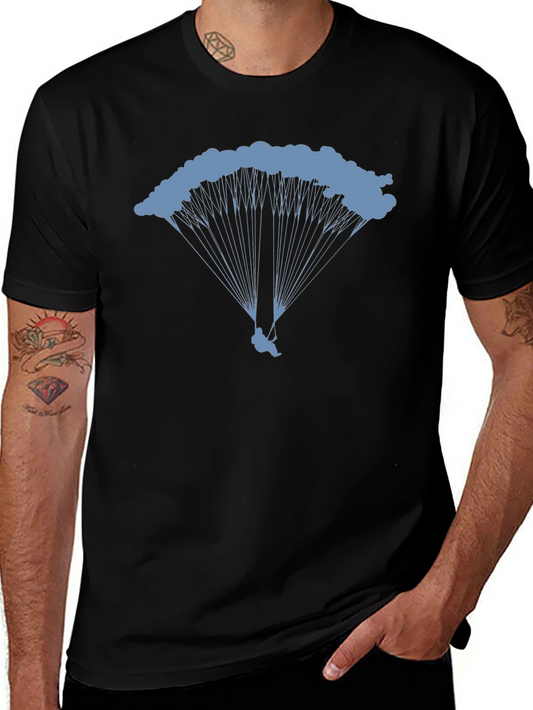 Skydiving Graphic Tee - Black Cotton T-Shirt