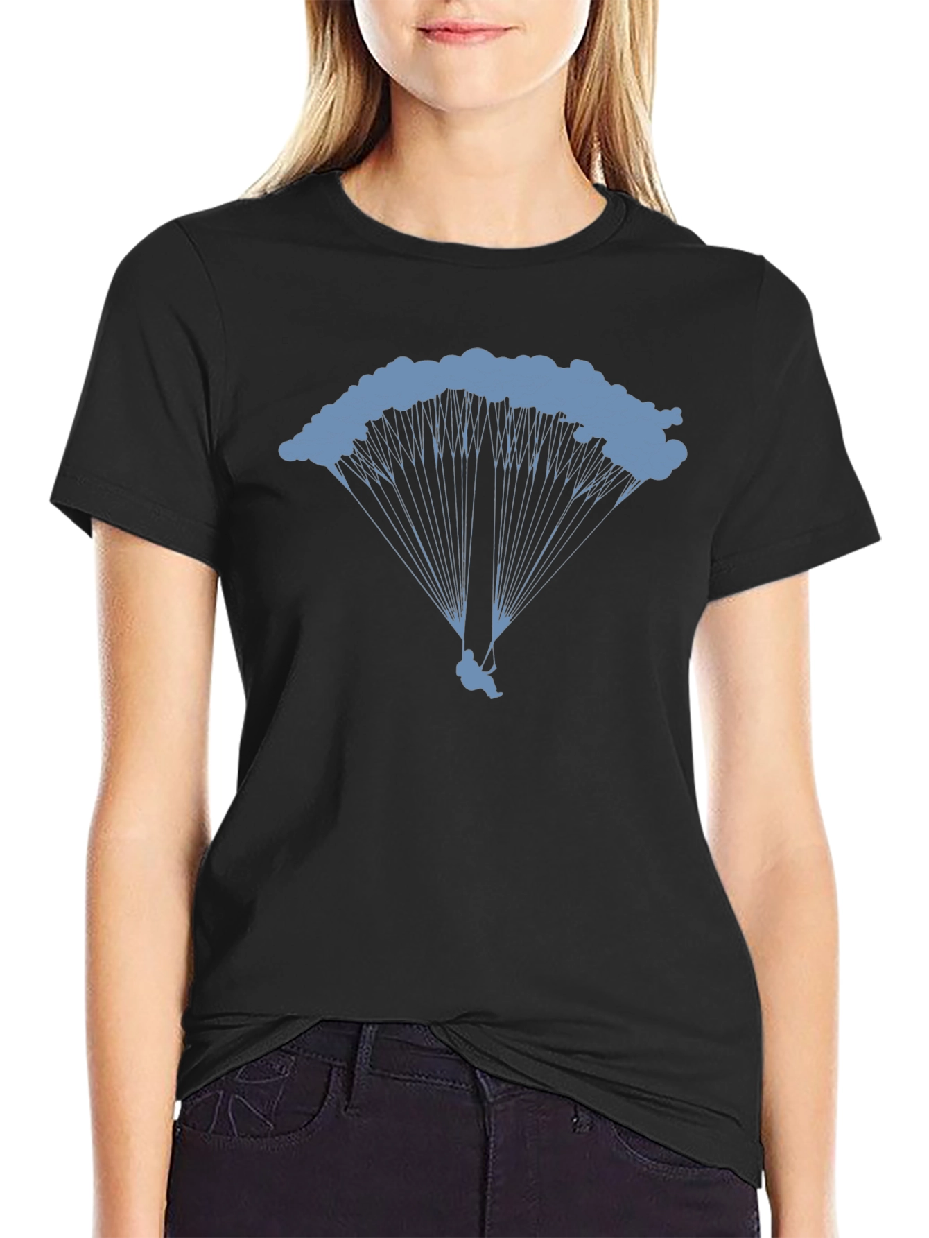 Skydiving Graphic Tee - Black Cotton T-Shirt