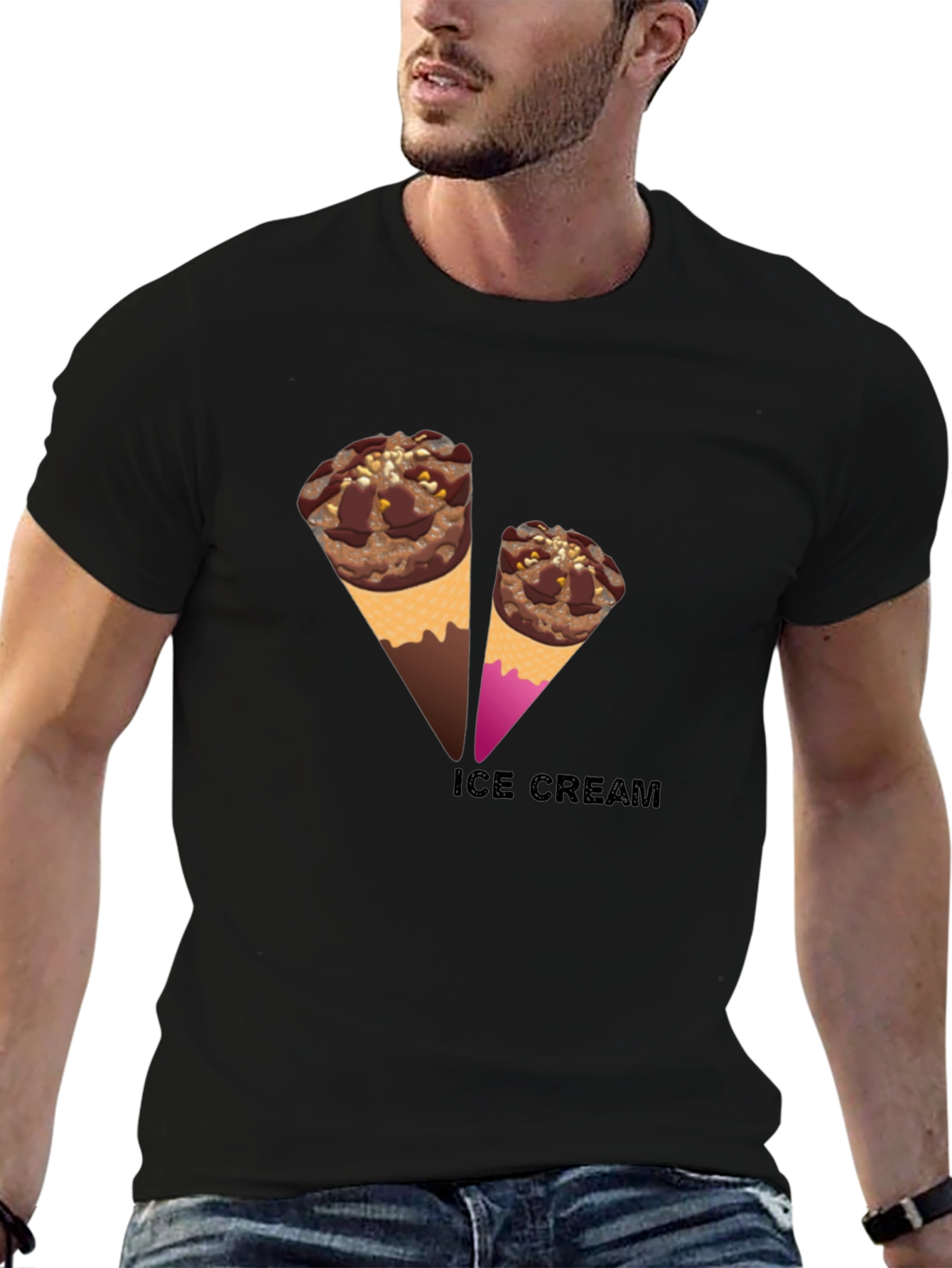Ice Cream Graphic Black Tee