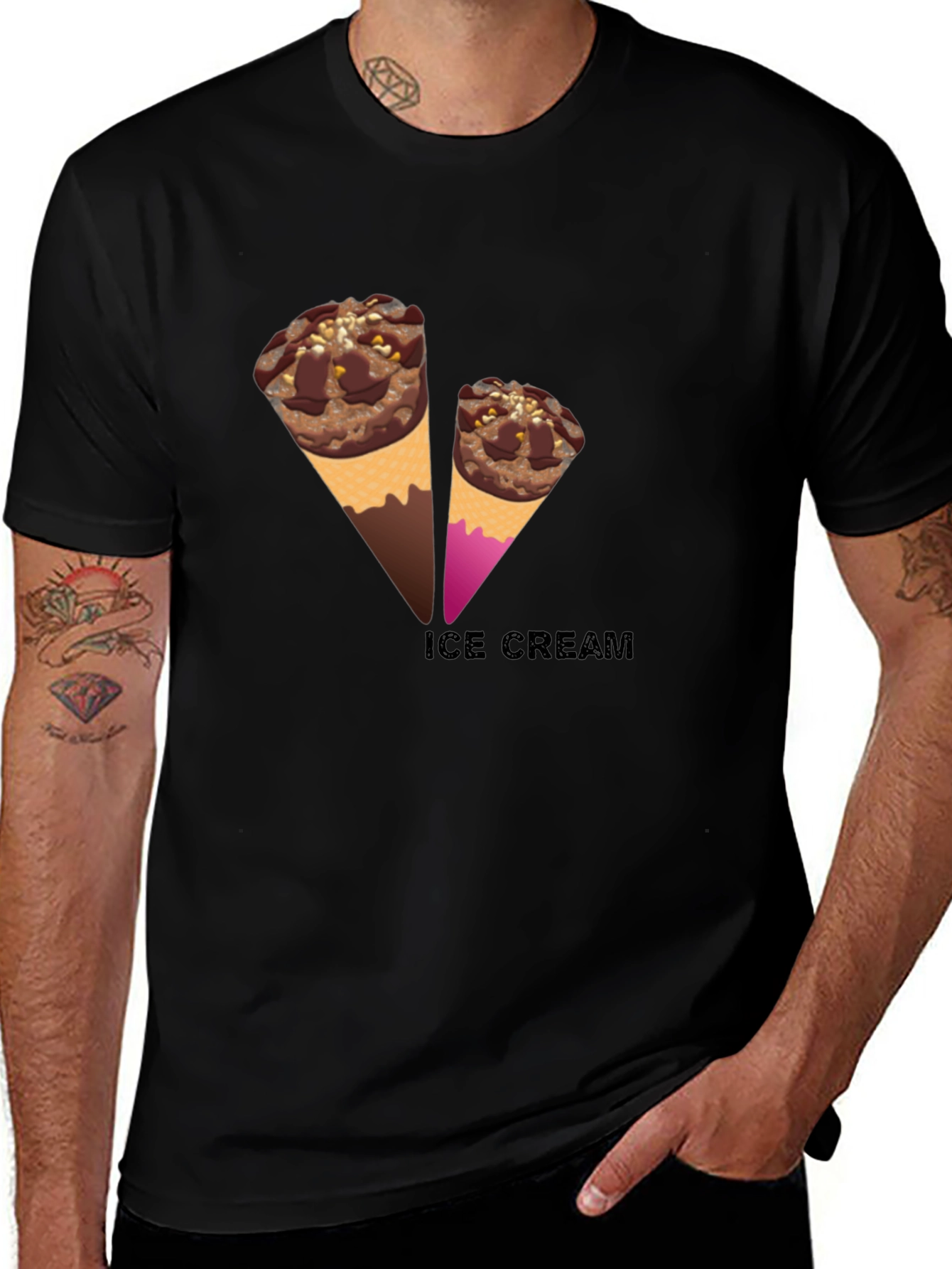 Ice Cream Graphic Black Tee