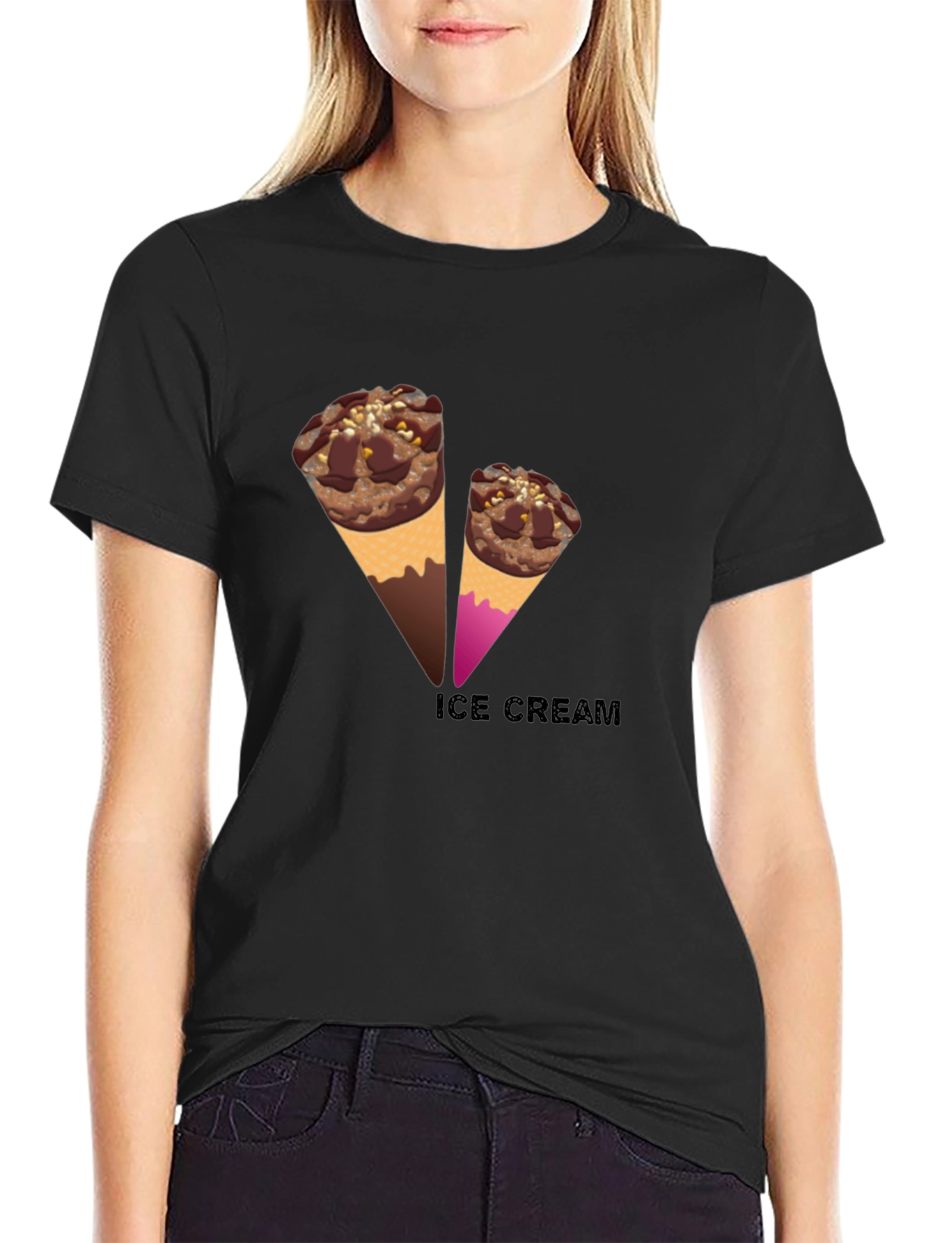 Ice Cream Graphic Black Tee