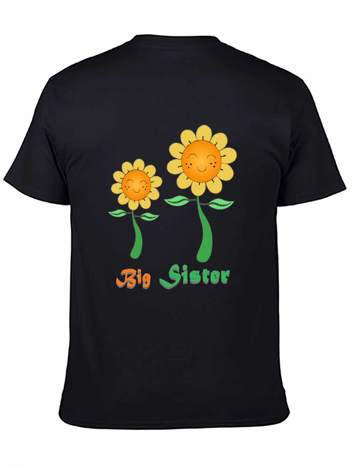 Big Sister Sunflower Graphic Tee - Black