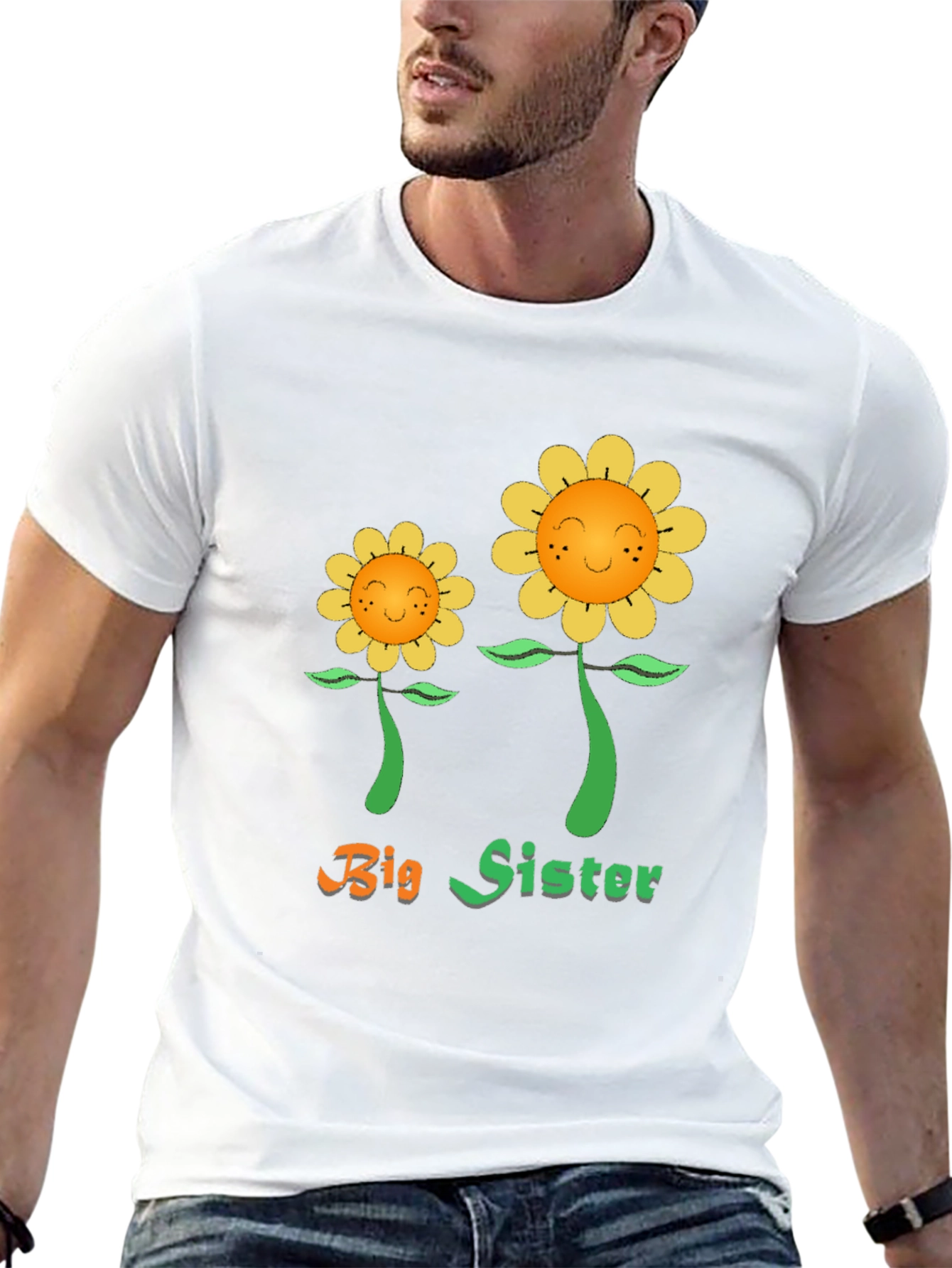 Big Sister Sunflower Graphic Tee - Black