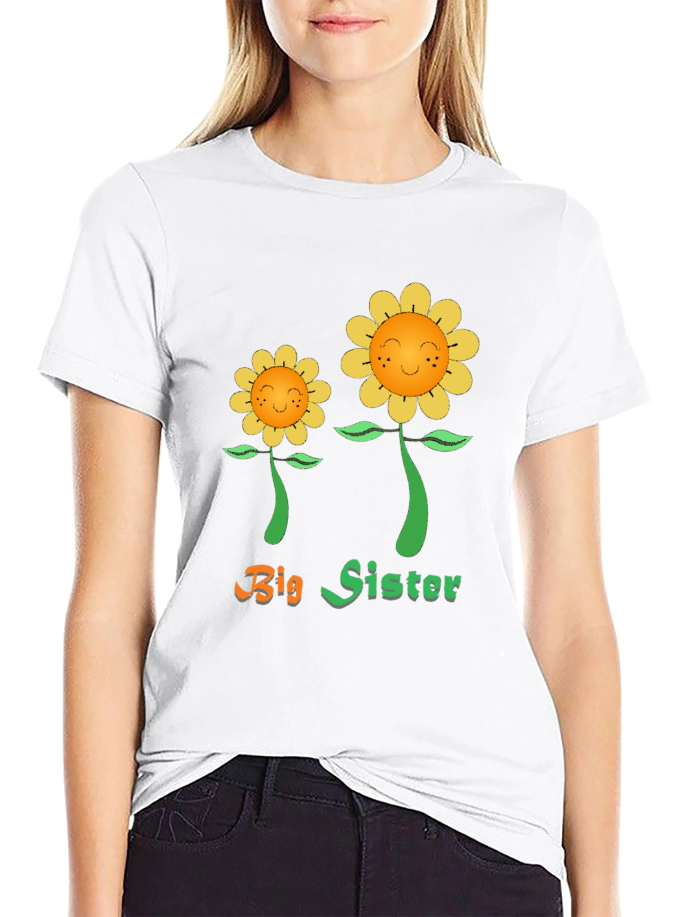 Big Sister Sunflower Graphic Tee - Black