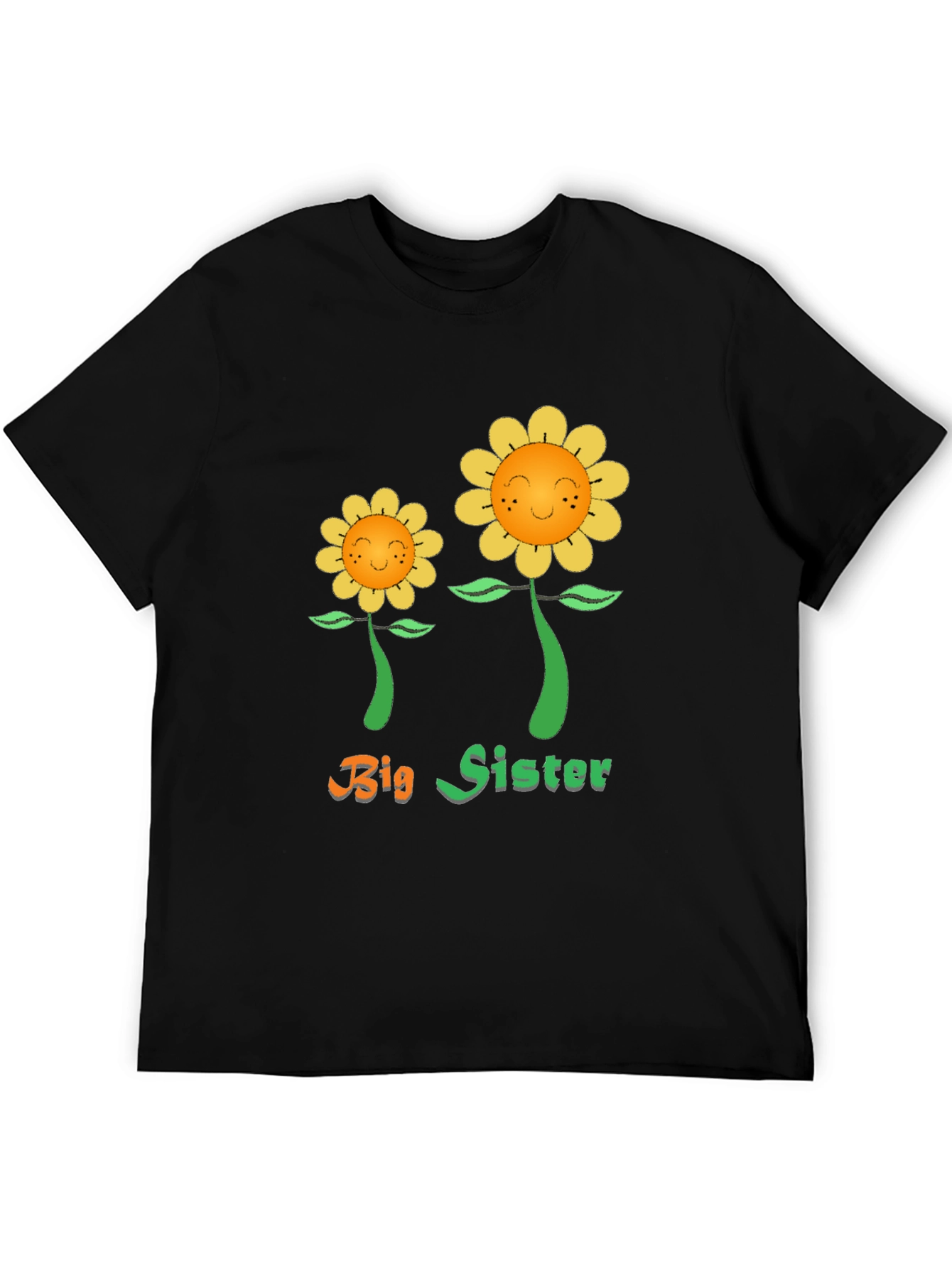 Big Sister Sunflower Graphic Tee - Black
