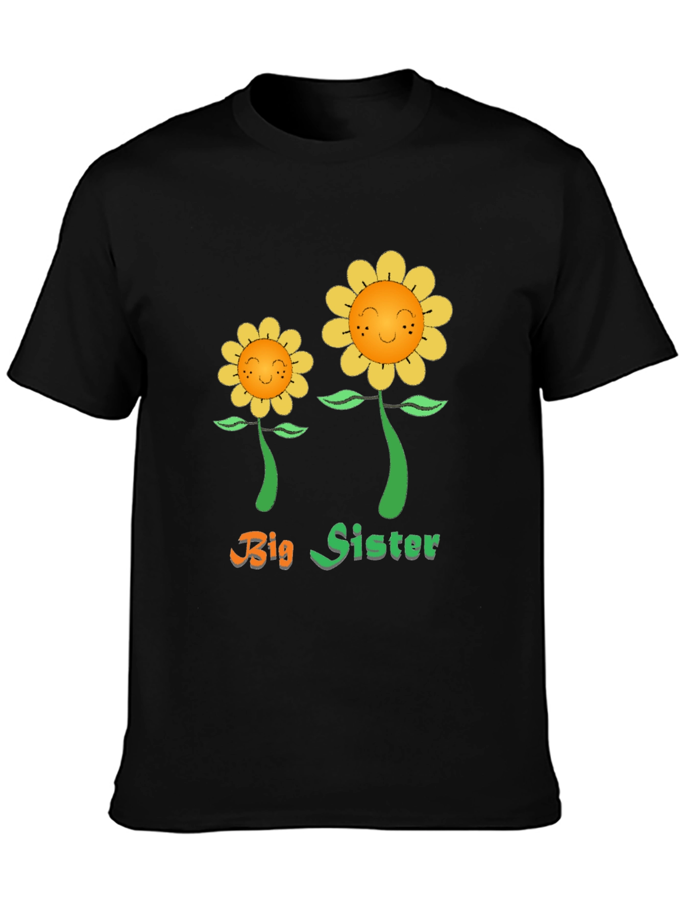 Big Sister Sunflower Graphic Tee - Black