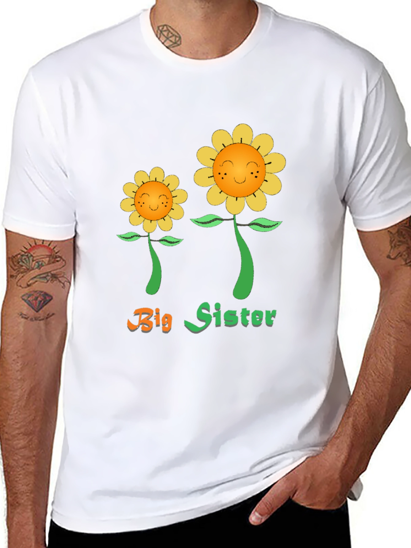 Big Sister Sunflower Graphic Tee - Black