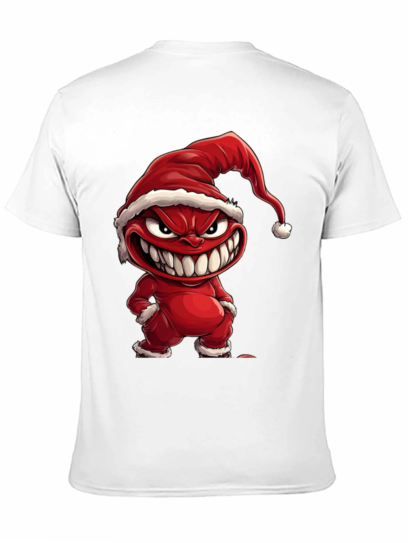 Evil Santa Cartoon Graphic Black T-Shirt
